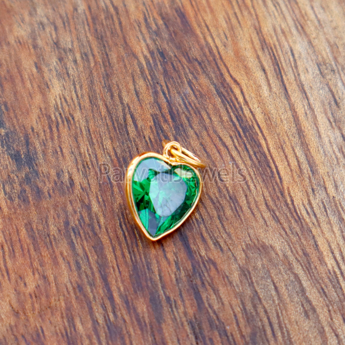 Heart Emerald Charm, 18k Solid Gold Charm, Lab Created Emerald Charm, Emerald Gold Charm, Charm Pendant, Charm Necklace, Handmade Gold Charm