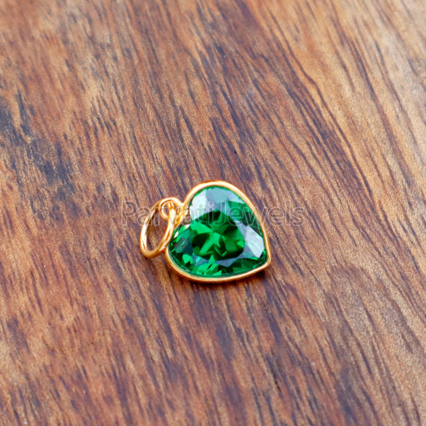 Heart Emerald Charm, 18k Solid Gold Charm, Lab Created Emerald Charm, Emerald Gold Charm, Charm Pendant, Charm Necklace, Handmade Gold Charm