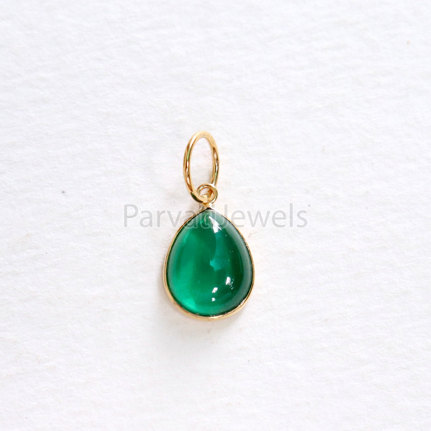 Cabochon Emerald Charm, Lab Created Nano Emerald 18k Solid Gold Charm, Lab Created Emerald Charm, Gold Charm, Charm Pendant, Charm Necklace
