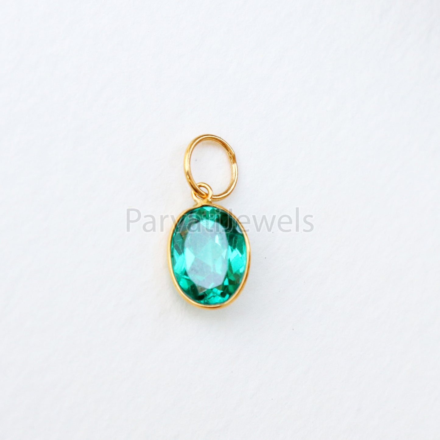 Emerald Charm, 18k Solid Gold Charm, Lab Created Emerald Charm, Emerald Solid Gold Charm, Charm Pendant, Charm Necklace, Handmade Gold Charm