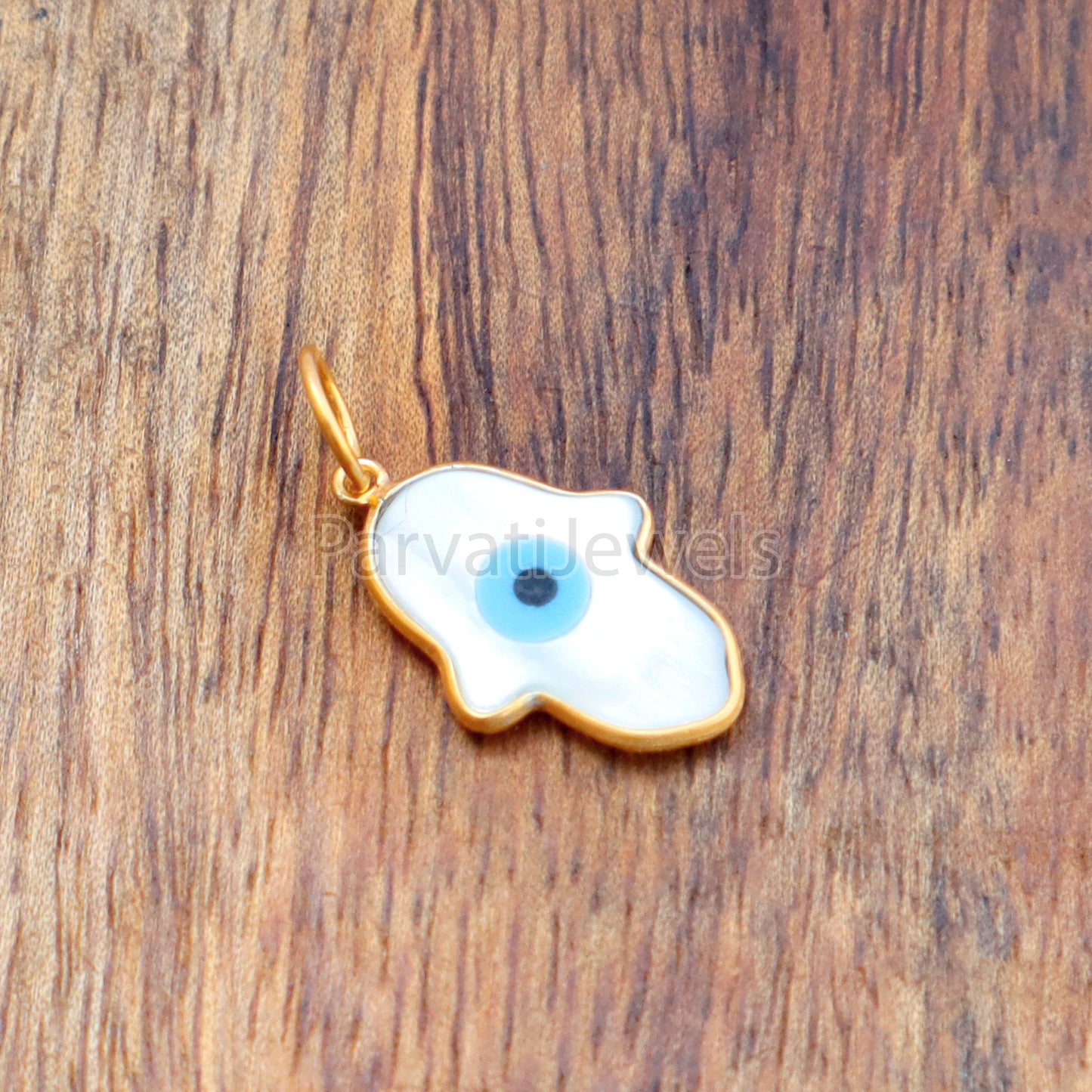 Evil Eye Charm, Hamsa Hand Charm, Evil Eye Charm, 18k Solid Gold Charm, Mother of Pearl Gold Charm, Solid 18K Gold MOP Charm, Good luck Charm