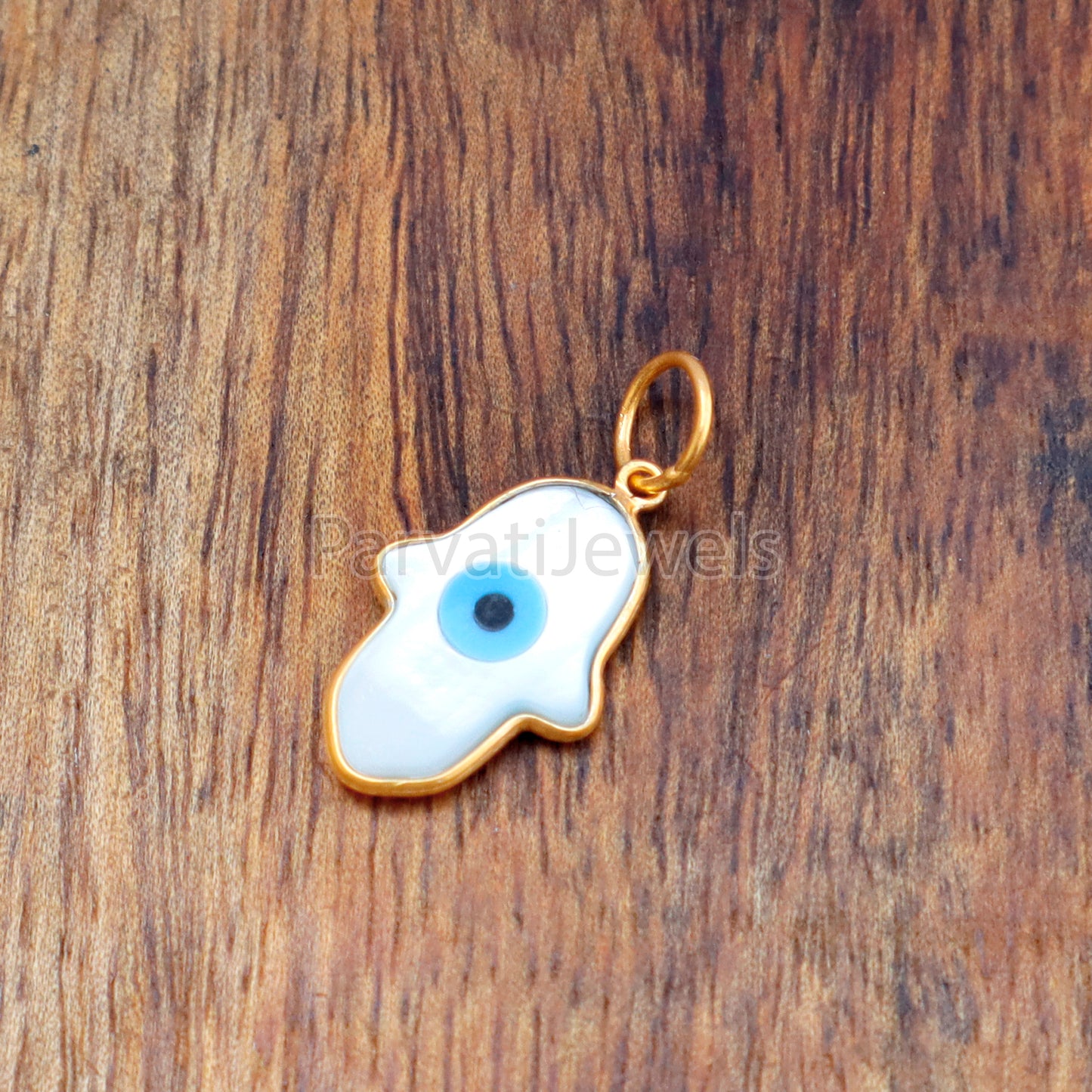 Evil Eye Charm, Hamsa Hand Charm, Evil Eye Charm, 18k Solid Gold Charm, Mother of Pearl Gold Charm, Solid 18K Gold MOP Charm, Good luck Charm