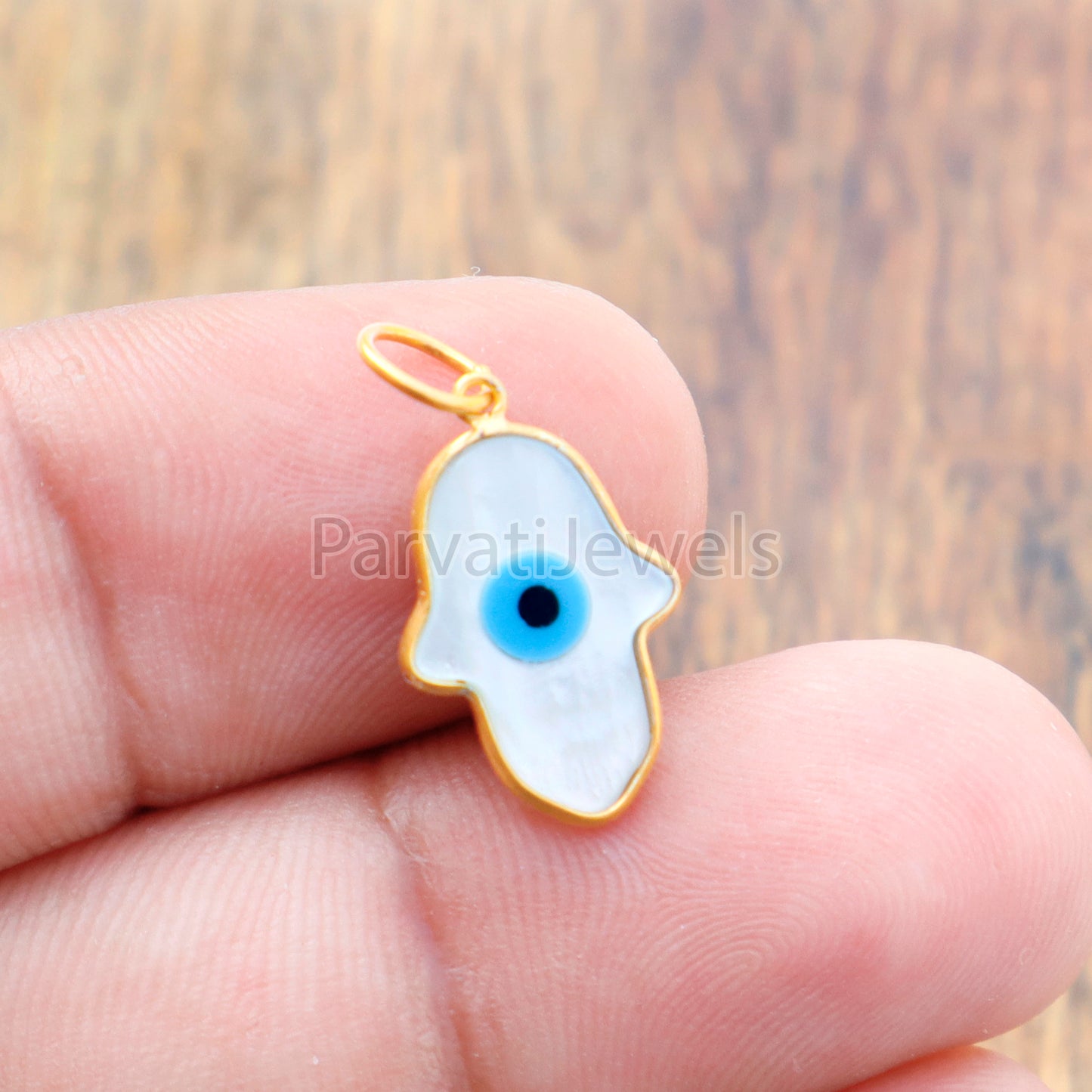 Evil Eye Charm, Hamsa Hand Charm, Evil Eye Charm, 18k Solid Gold Charm, Mother of Pearl Gold Charm, Solid 18K Gold MOP Charm, Good luck Charm