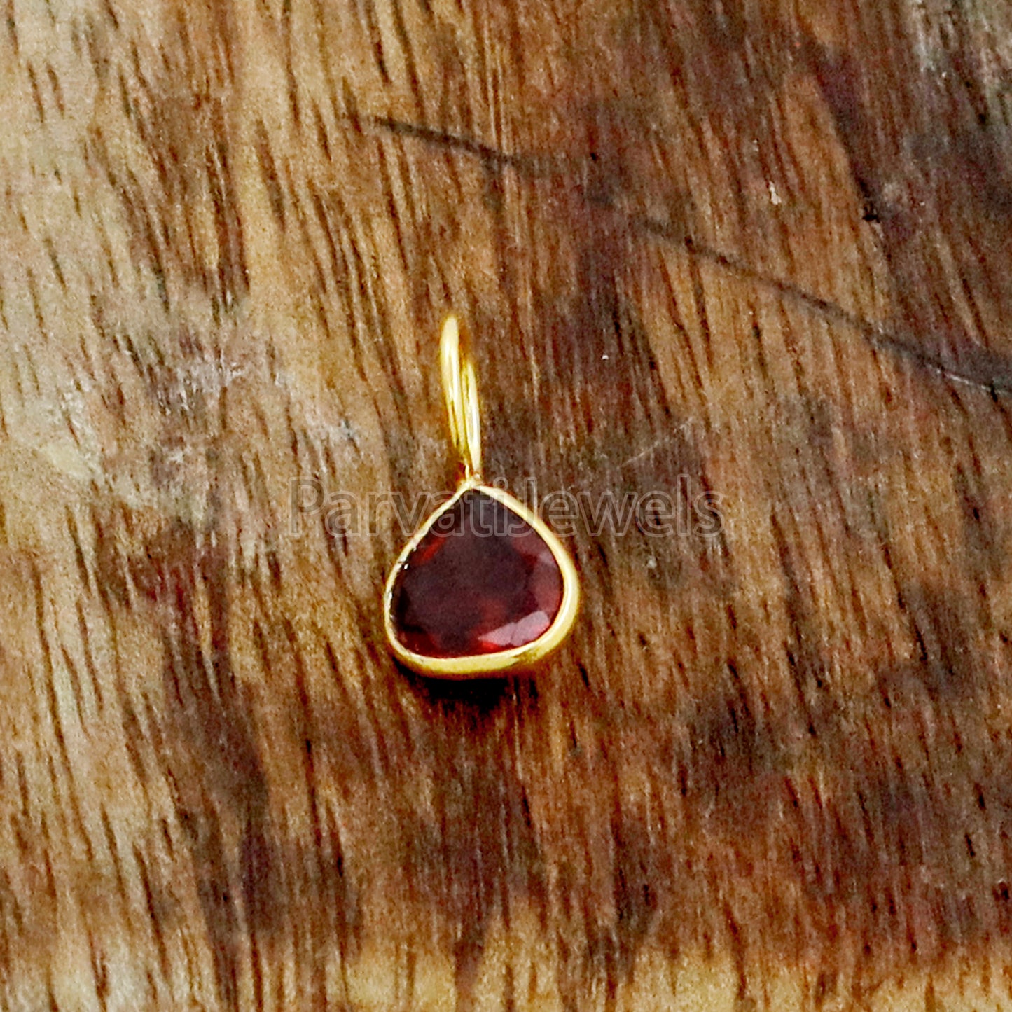 Garnet Charm, 18k Solid Gold Charm, Natural Garnet Charm, Gold Charm, Charm Pendant, Charm Necklace, Handmade Gold Charm