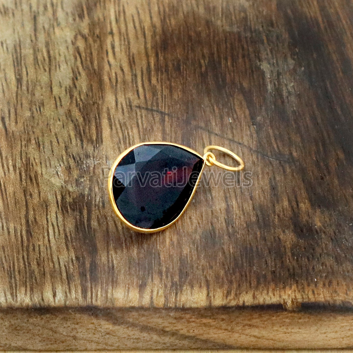 Garnet Charm, 18k Solid Gold Charm, Natural Garnet Charm, Gold Charm, Charm Pendant, Charm Necklace, Handmade Gold Charm
