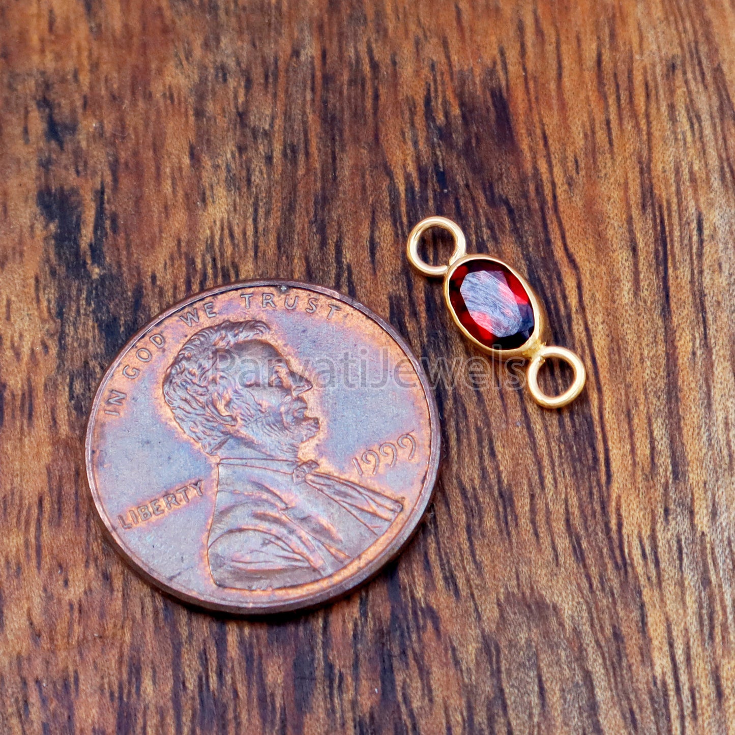 Garnet Connector, 18k Solid Gold Connector, Natural Garnet Connector, Gold Connector, Connector, Gold Connector for Bracelets,