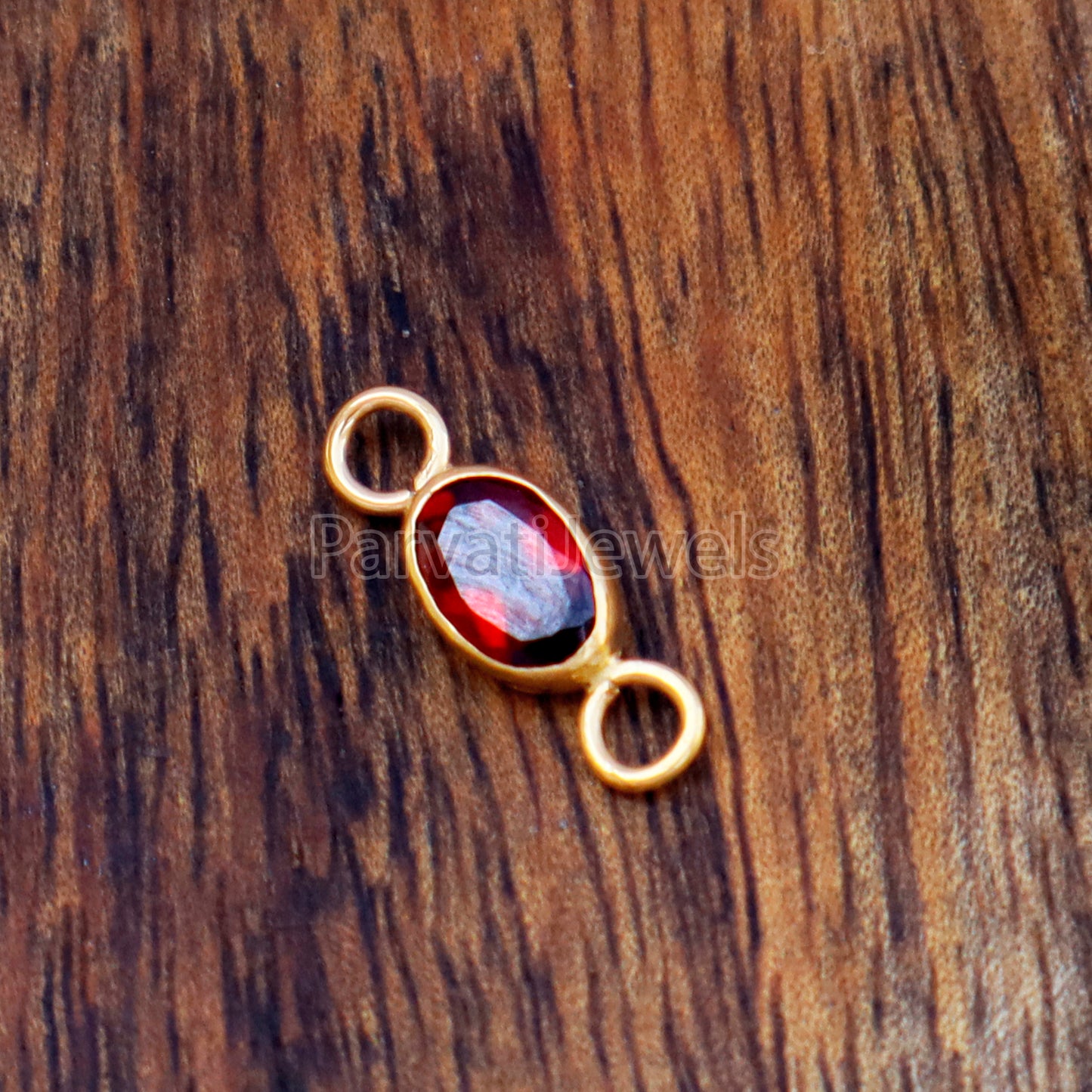 Garnet Connector, 18k Solid Gold Connector, Natural Garnet Connector, Gold Connector, Connector, Gold Connector for Bracelets,