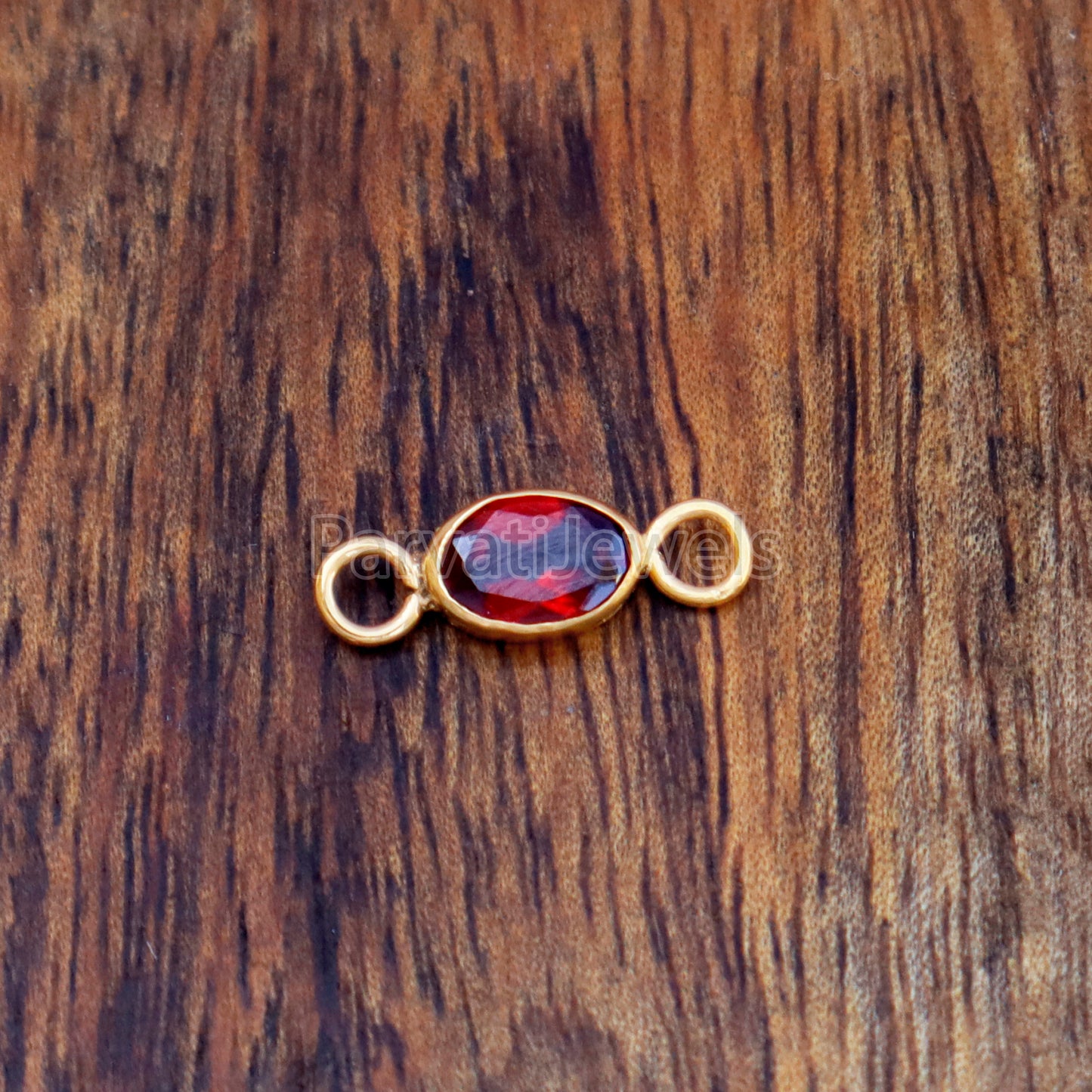 Garnet Connector, 18k Solid Gold Connector, Natural Garnet Connector, Gold Connector, Connector, Gold Connector for Bracelets,