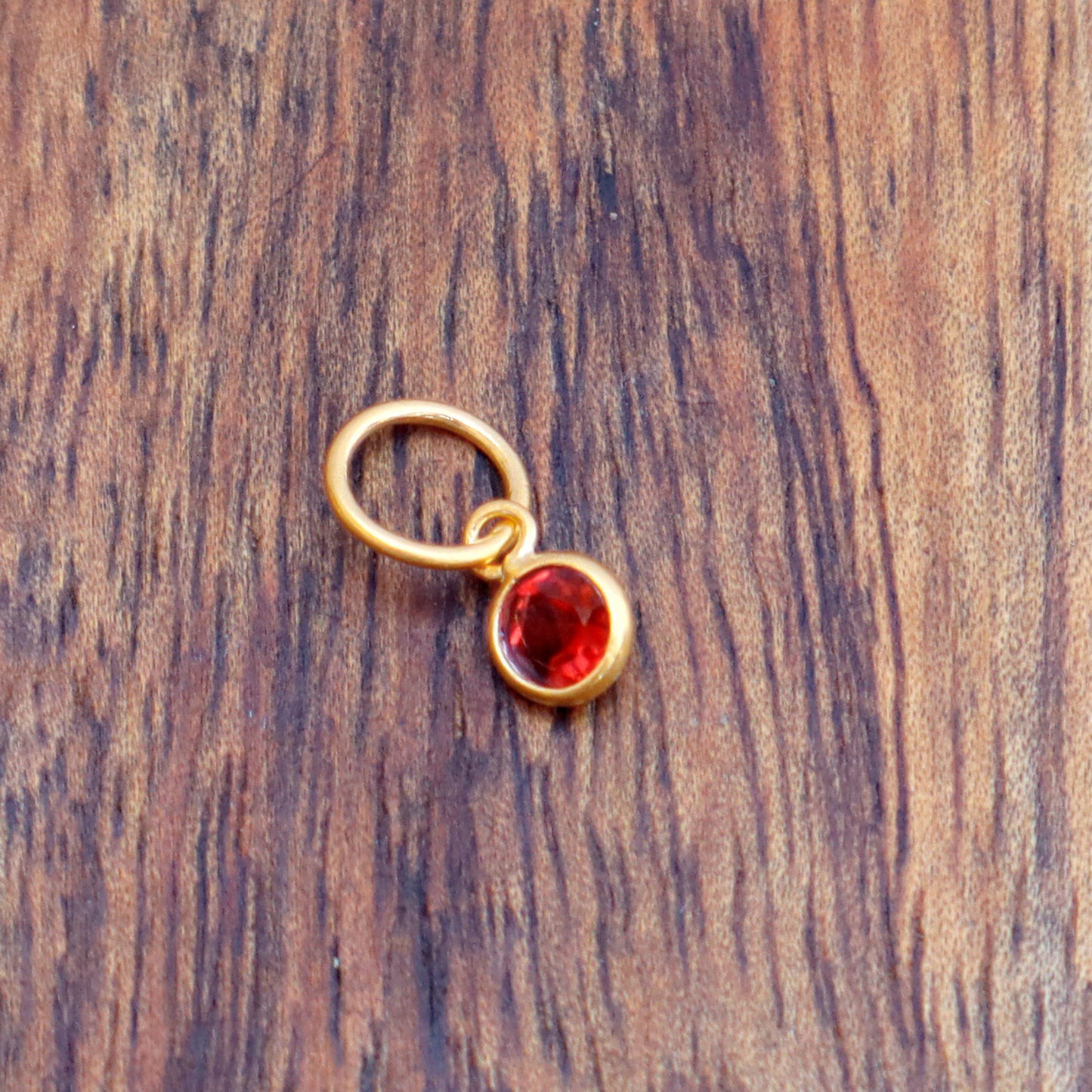 Natural Garnet Charm, 18k Solid Gold Charm, Natural Garnet Charm, Gold Charm, Charm Pendant, Charm Necklace, Handmade Gold Charm, Gift For Her Charm