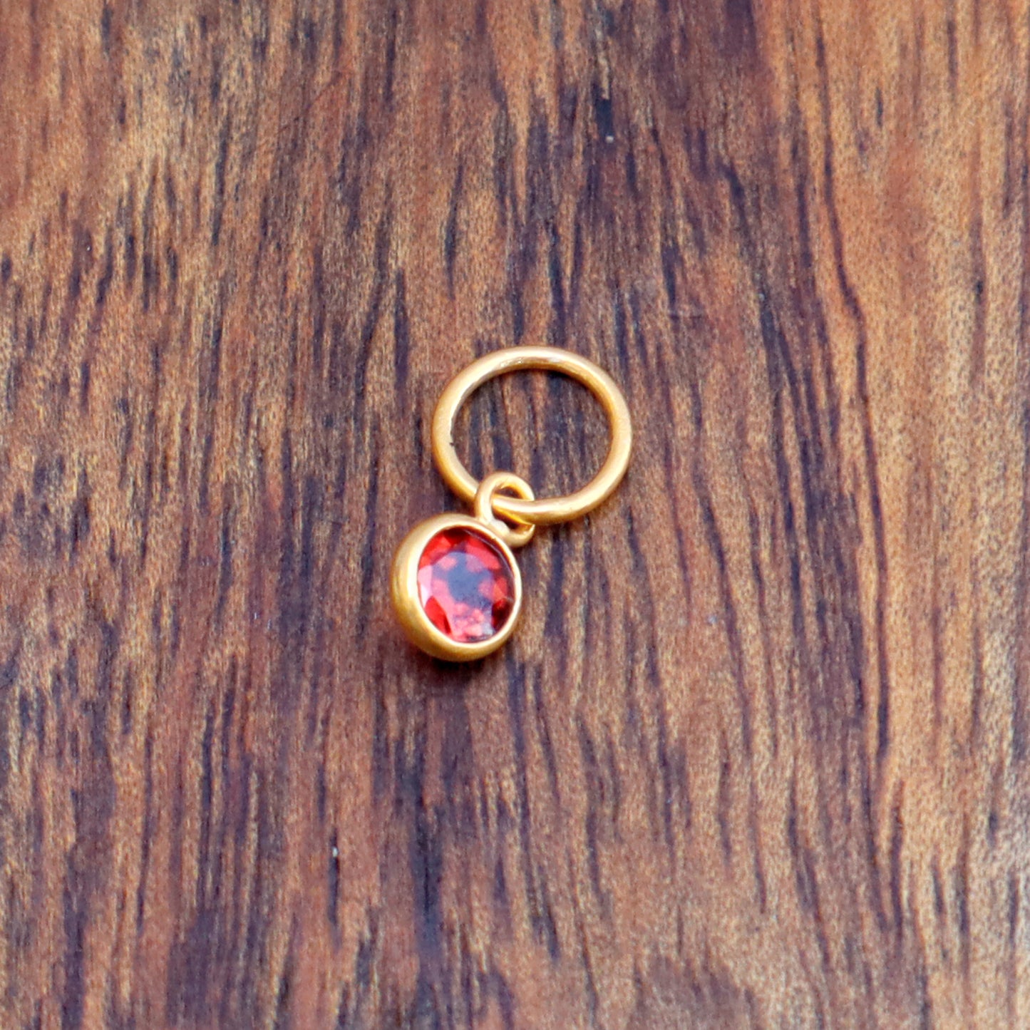 Natural Garnet Charm, 18k Solid Gold Charm, Natural Garnet Charm, Gold Charm, Charm Pendant, Charm Necklace, Handmade Gold Charm, Gift For Her Charm