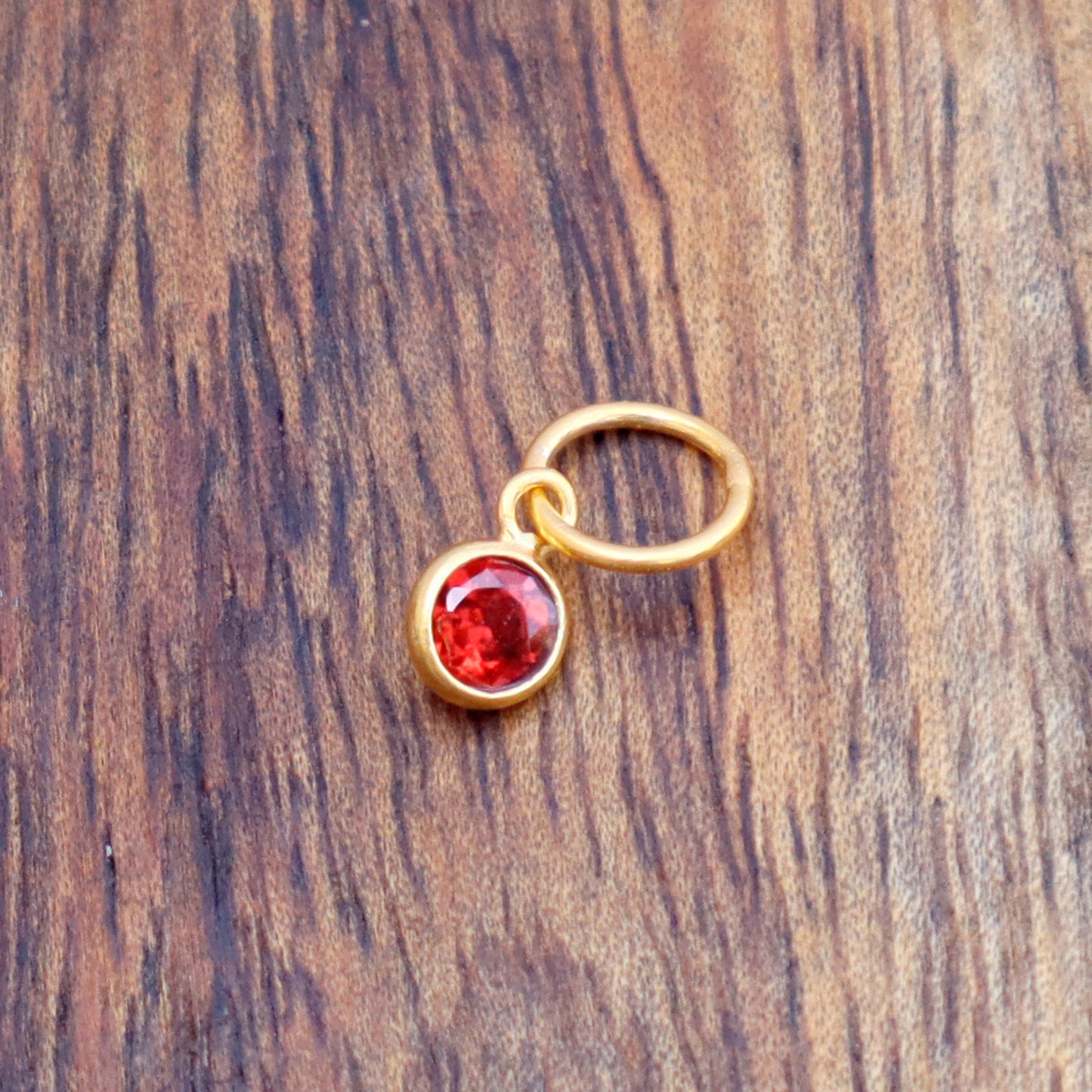 Natural Garnet Charm, 18k Solid Gold Charm, Natural Garnet Charm, Gold Charm, Charm Pendant, Charm Necklace, Handmade Gold Charm, Gift For Her Charm