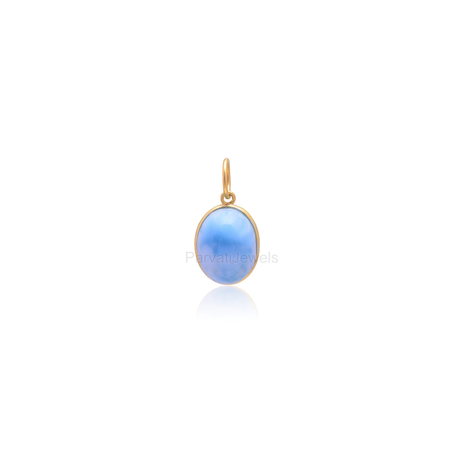 Natural Blue Larimar Gemstone Charm, 18k Gold Charm Larimar, Gold Charm, Minimalist Gold Charm, Handmade Gold Charm Pendant, Gift ForHer,18K