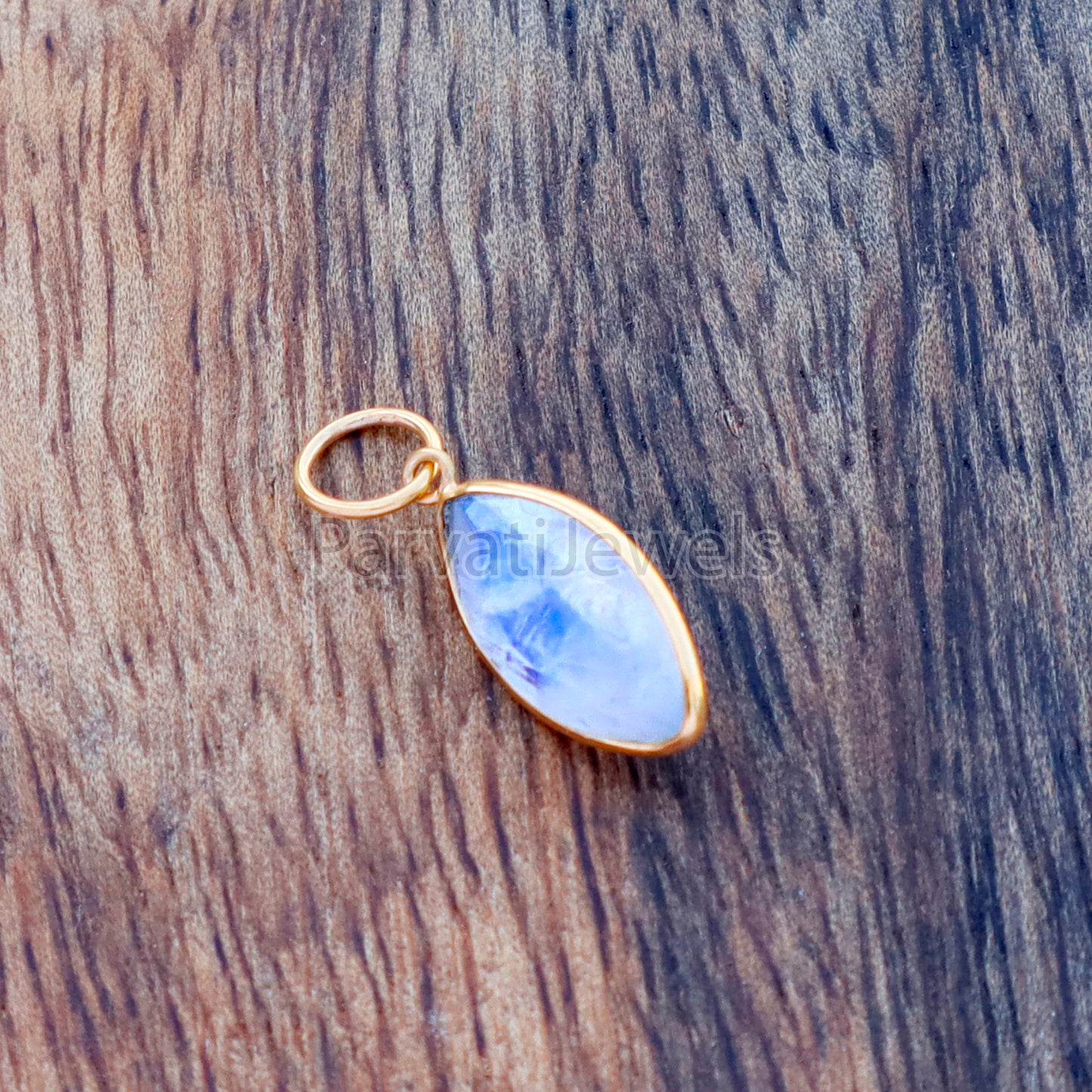 Rainbow Moonstone Charm, 18k Solid Gold Charm, Natural Moonstone Charm, Gold Charm, Charm Pendant, Charm Necklace, Handmade Gold Charm