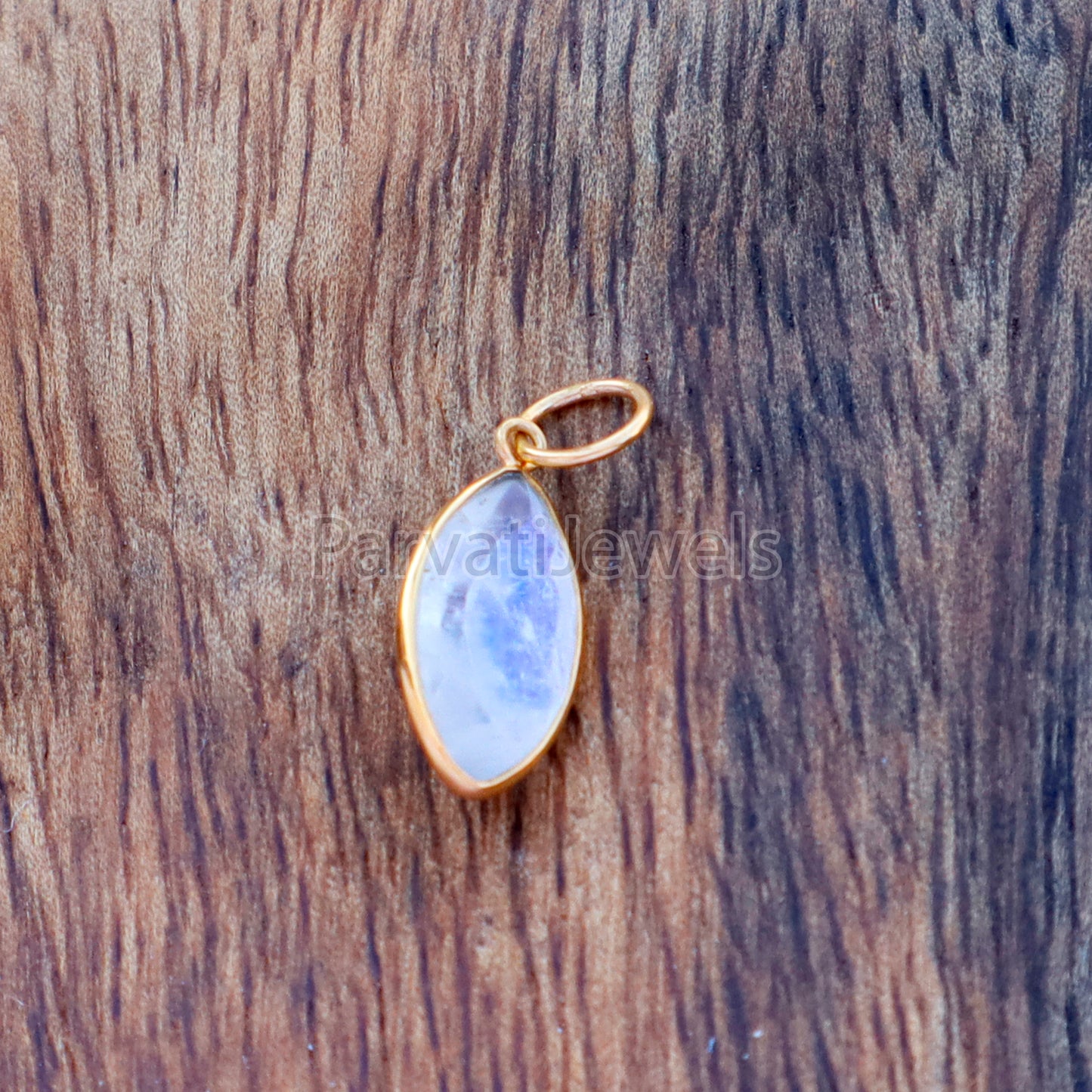Rainbow Moonstone Charm, 18k Solid Gold Charm, Natural Moonstone Charm, Gold Charm, Charm Pendant, Charm Necklace, Handmade Gold Charm