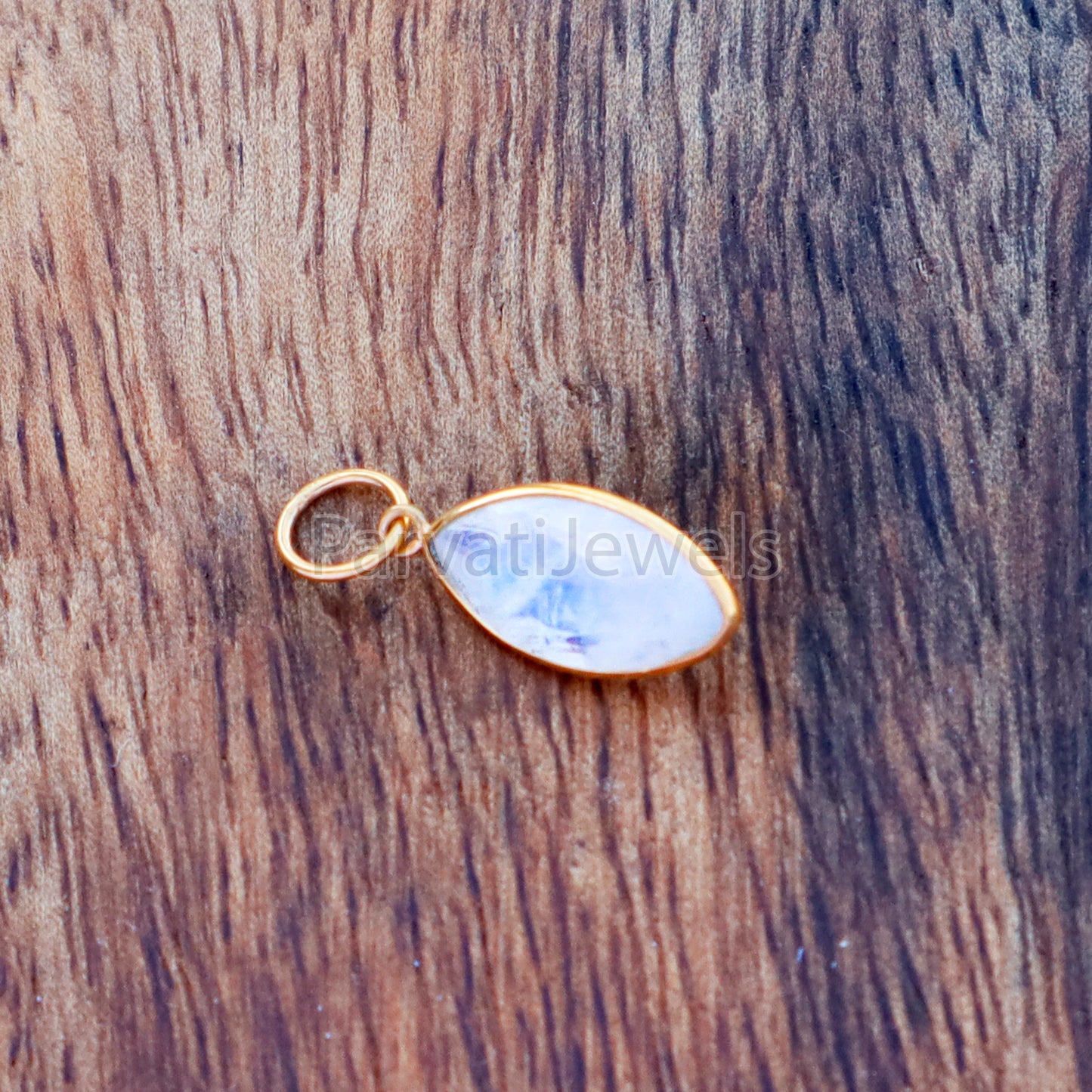 Rainbow Moonstone Charm, 18k Solid Gold Charm, Natural Moonstone Charm, Gold Charm, Charm Pendant, Charm Necklace, Handmade Gold Charm