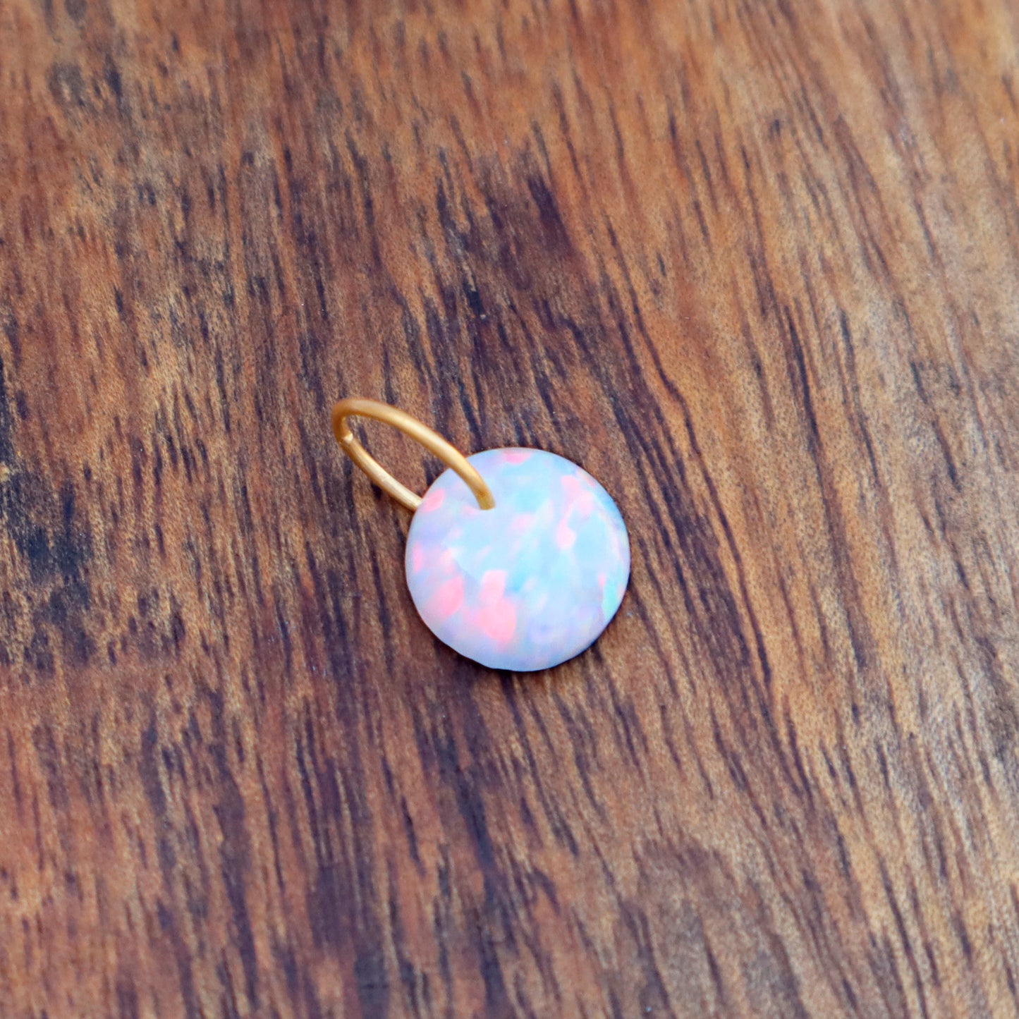 Opal Charm, 18k Solid Gold Charm, Synthetic Australian Opal Gold Charm, Gold Charm, Charm Necklace, Charm Pendant, Handmade Gold Charm, Christmas Gift Charm, Gift For Her Charm