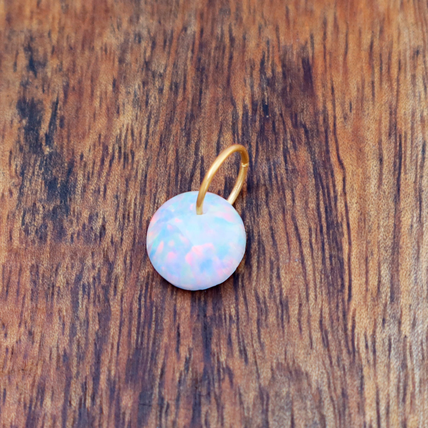 Opal Charm, 18k Solid Gold Charm, Synthetic Australian Opal Gold Charm, Gold Charm, Charm Necklace, Charm Pendant, Handmade Gold Charm, Christmas Gift Charm, Gift For Her Charm