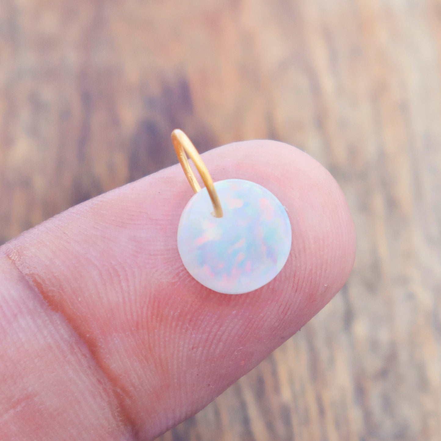 Opal Charm, 18k Solid Gold Charm, Synthetic Australian Opal Gold Charm, Gold Charm, Charm Necklace, Charm Pendant, Handmade Gold Charm, Christmas Gift Charm, Gift For Her Charm