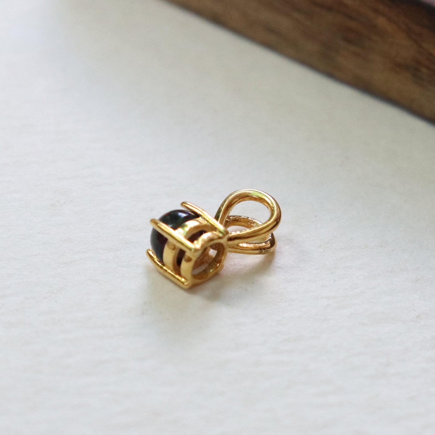 Natural Black Ethiopian Opal Charm Pendant, Opal Charms, Minimalist Charms Pendant, Claw Setting Charms Pendant, 14k Solid Gold Charms, Gift For Christmas Charm
