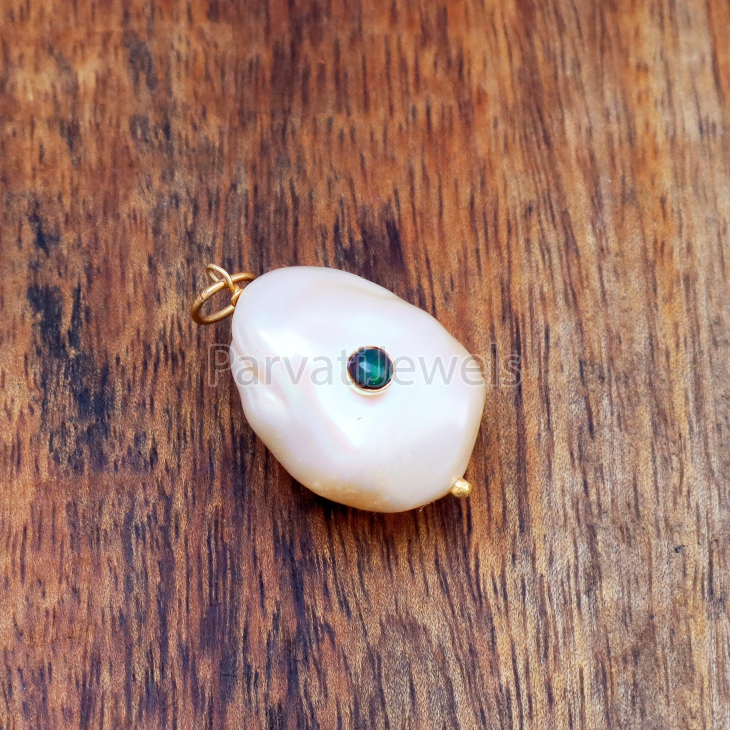 Natural Chalama Black Opal Pave Baroque Pearl Charm, 18k Solid Gold Charm, Natural Pearl Gold Charm, , Pearl Charm Necklace, Charm Pendant