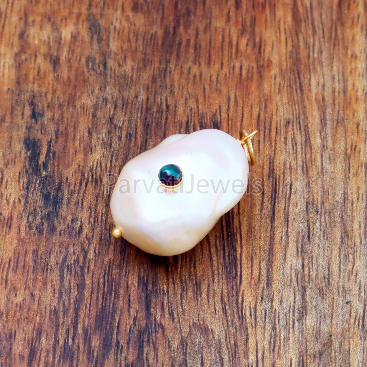 Natural Chalama Black Opal Pave Baroque Pearl Charm, 18k Solid Gold Charm, Natural Pearl Gold Charm, , Pearl Charm Necklace, Charm Pendant
