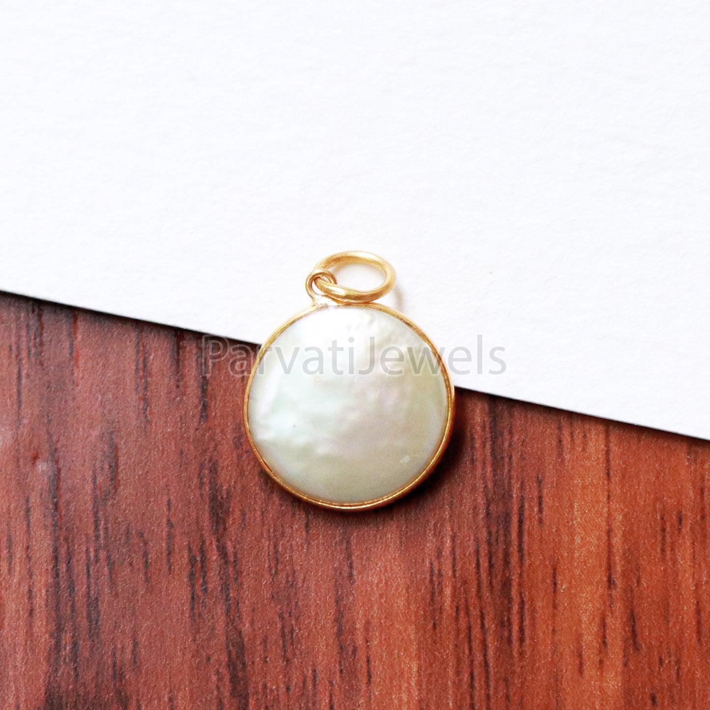 Natural Mother of Pearl Charm, 18k Solid Gold Charm, Mother of Pearl Gold Charm, Charm, Pearl Charm Necklace, Charm Pendant, Handmade Gold Charm