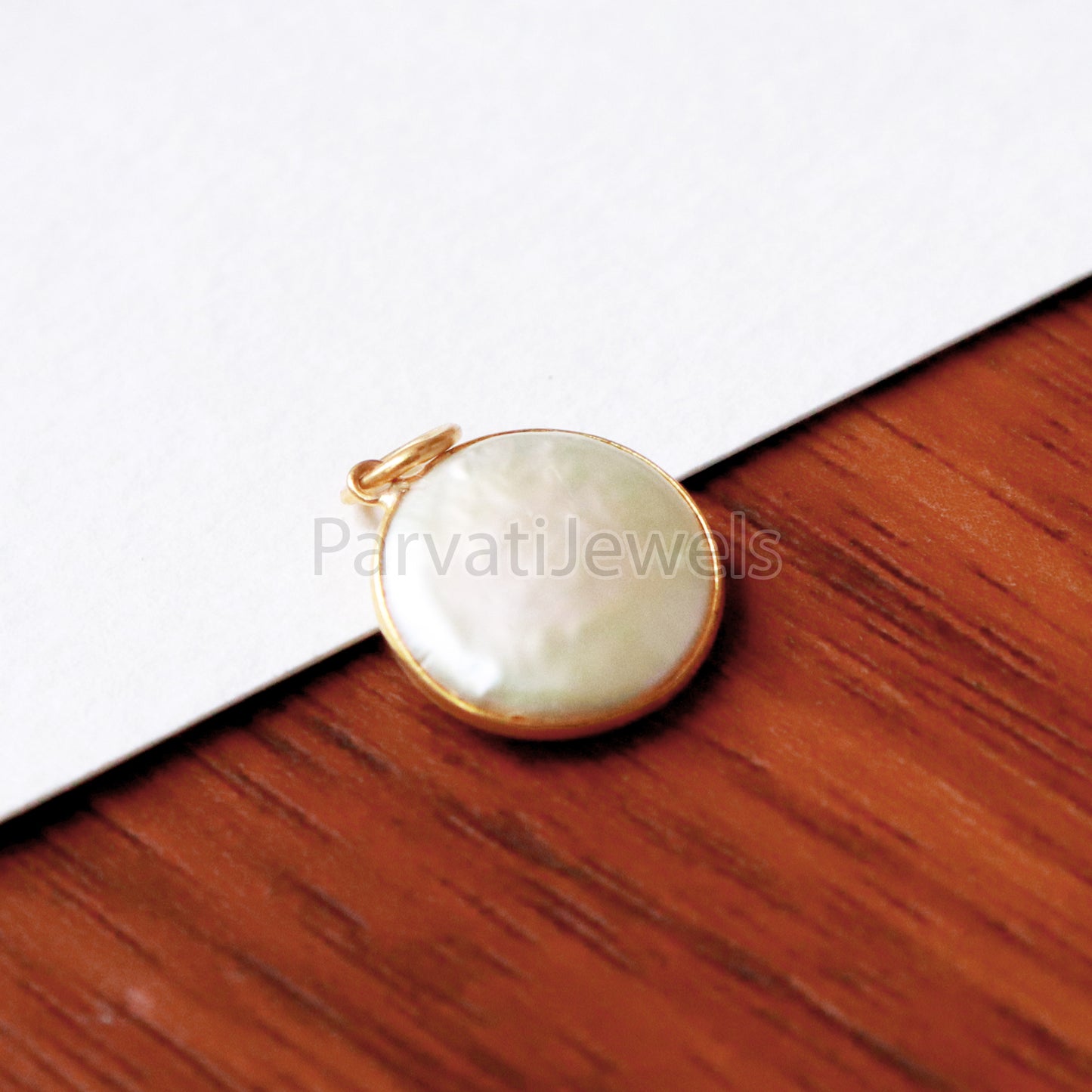 Natural Mother of Pearl Charm, 18k Solid Gold Charm, Mother of Pearl Gold Charm, Charm, Pearl Charm Necklace, Charm Pendant, Handmade Gold Charm