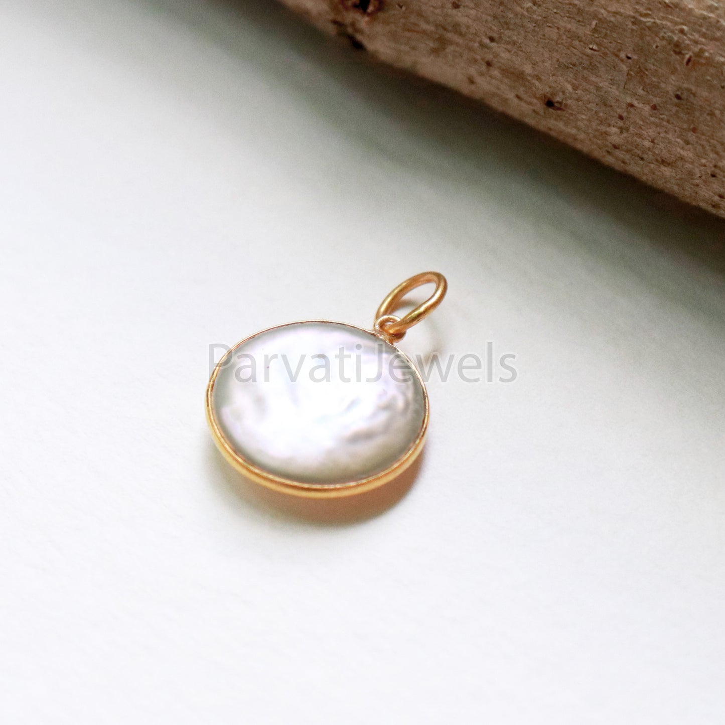 Natural Mother of Pearl Charm, 18k Solid Gold Charm, Mother of Pearl Gold Charm, Charm, Pearl Charm Necklace, Charm Pendant, Handmade Gold Charm