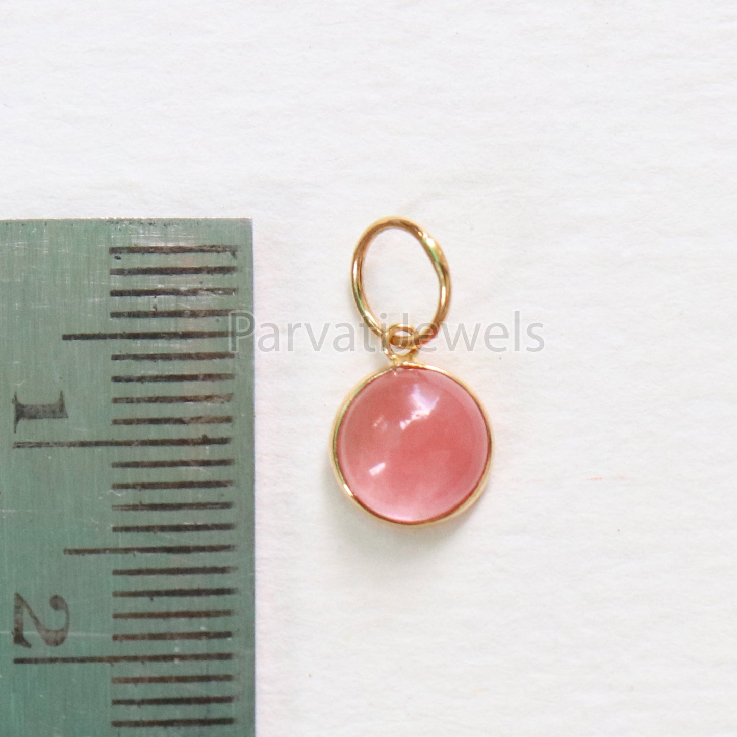 Cherry Quartz Charm, 18k Solid Gold Charm, Natural Cherry Quartz Charm, Gold Charm, Charm Pendant, Charm Necklace, Handmade Gold Charm