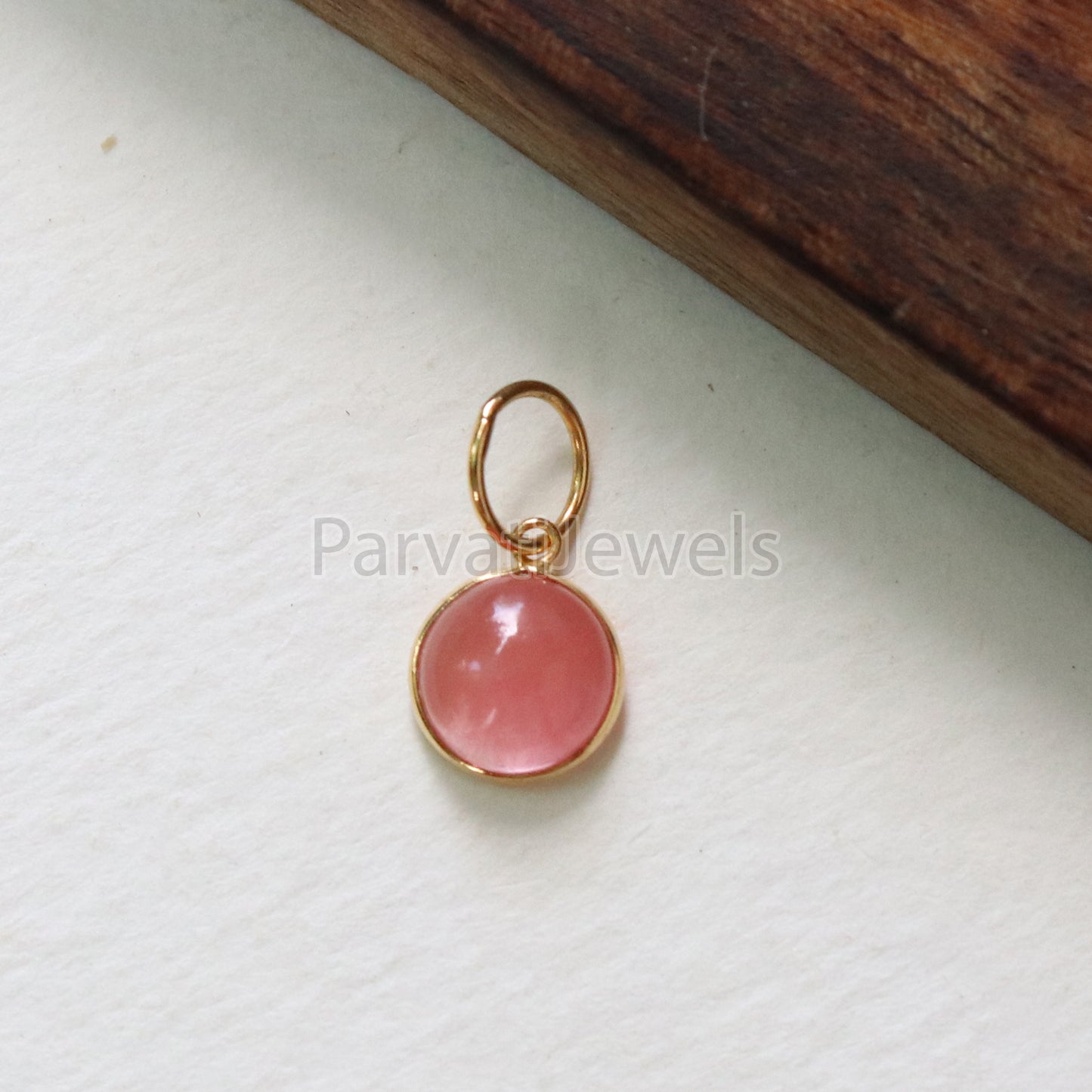 Cherry Quartz Charm, 18k Solid Gold Charm, Natural Cherry Quartz Charm, Gold Charm, Charm Pendant, Charm Necklace, Handmade Gold Charm