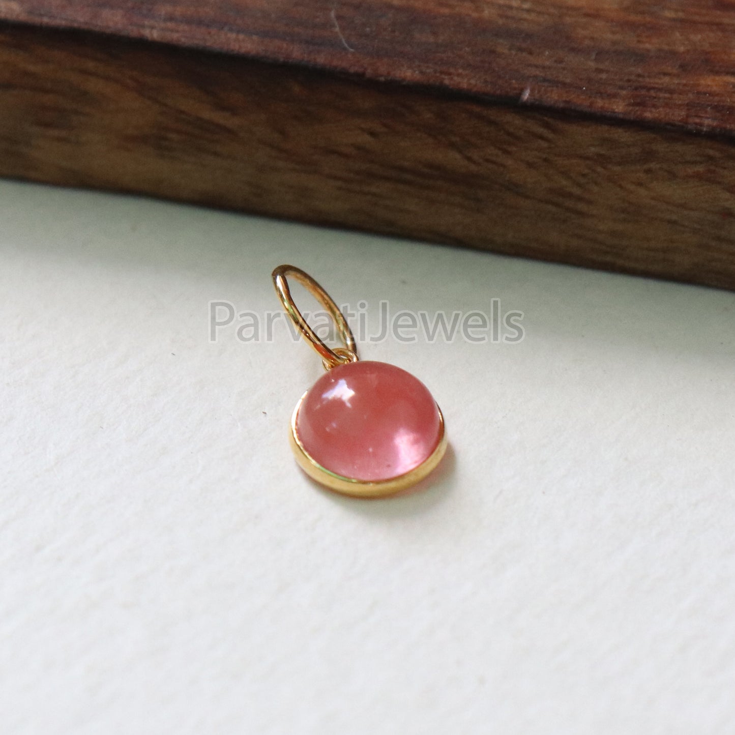 Cherry Quartz Charm, 18k Solid Gold Charm, Natural Cherry Quartz Charm, Gold Charm, Charm Pendant, Charm Necklace, Handmade Gold Charm