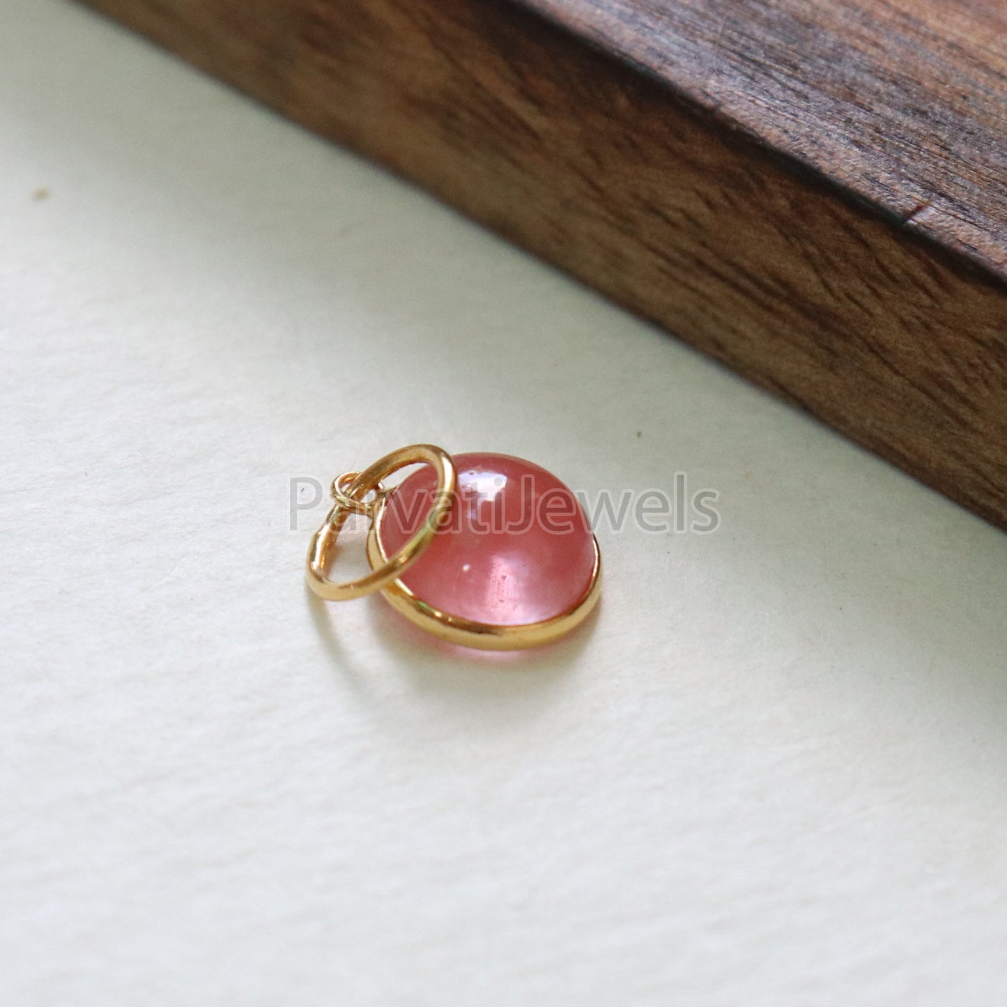 Cherry Quartz Charm, 18k Solid Gold Charm, Natural Cherry Quartz Charm, Gold Charm, Charm Pendant, Charm Necklace, Handmade Gold Charm