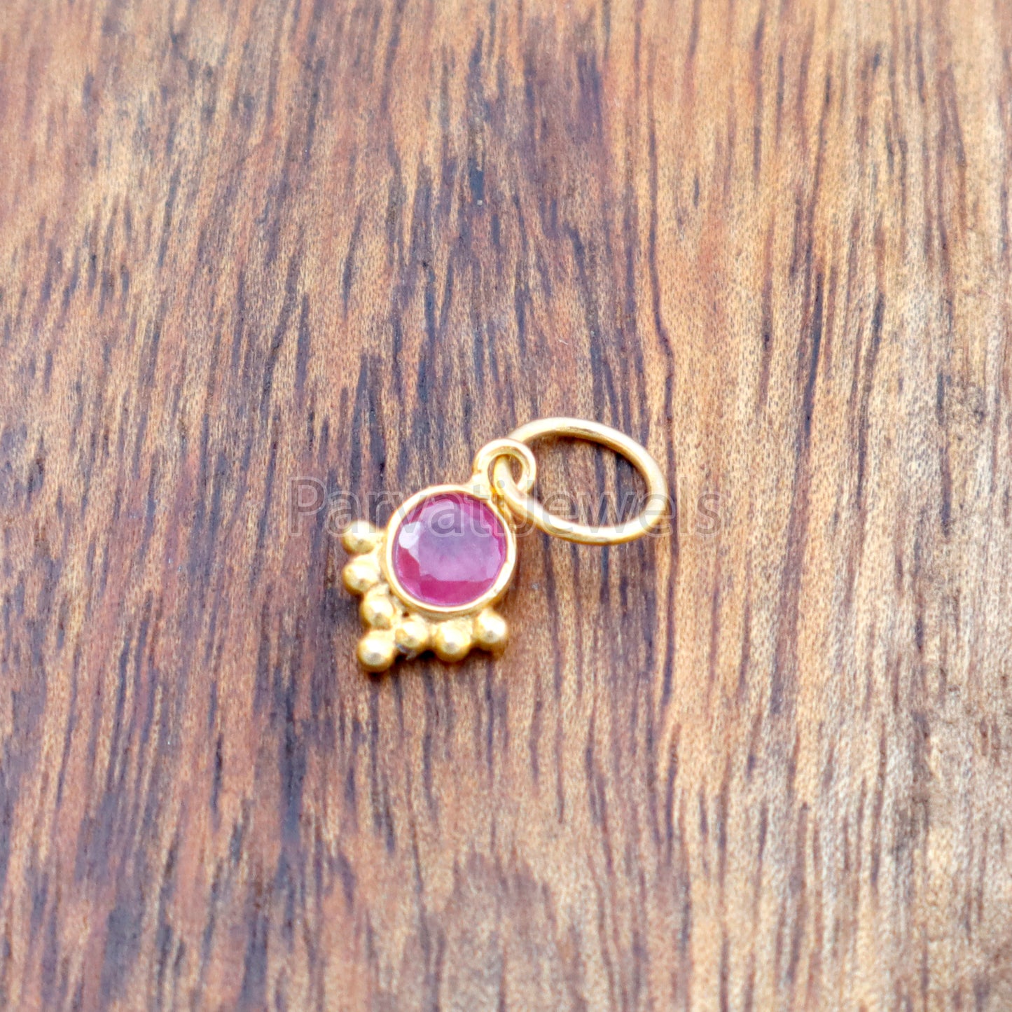 Natural Ruby Charm, 18k Solid Gold Charm, Handmade Gold Charm, Designer Charm Pendant, Charms Necklace, Ruby Charm Pendant, Gift For Her Charm