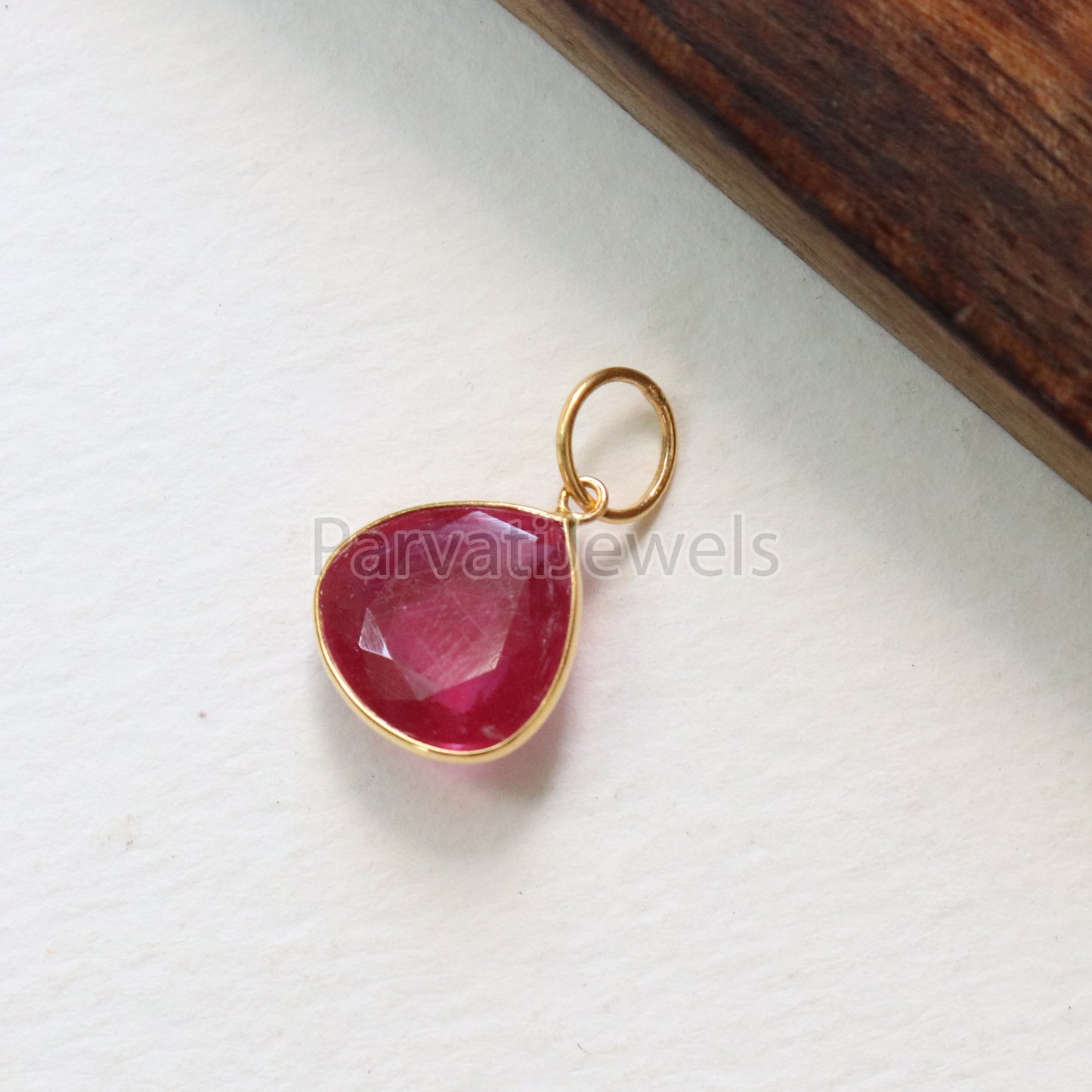 Ruby Charm, 18k Solid Gold Charm, Handmade Gold Charm, Charm Pendant, Charms Necklace, Ruby Charms, Minimalist Pendant, Natural Ruby Charms