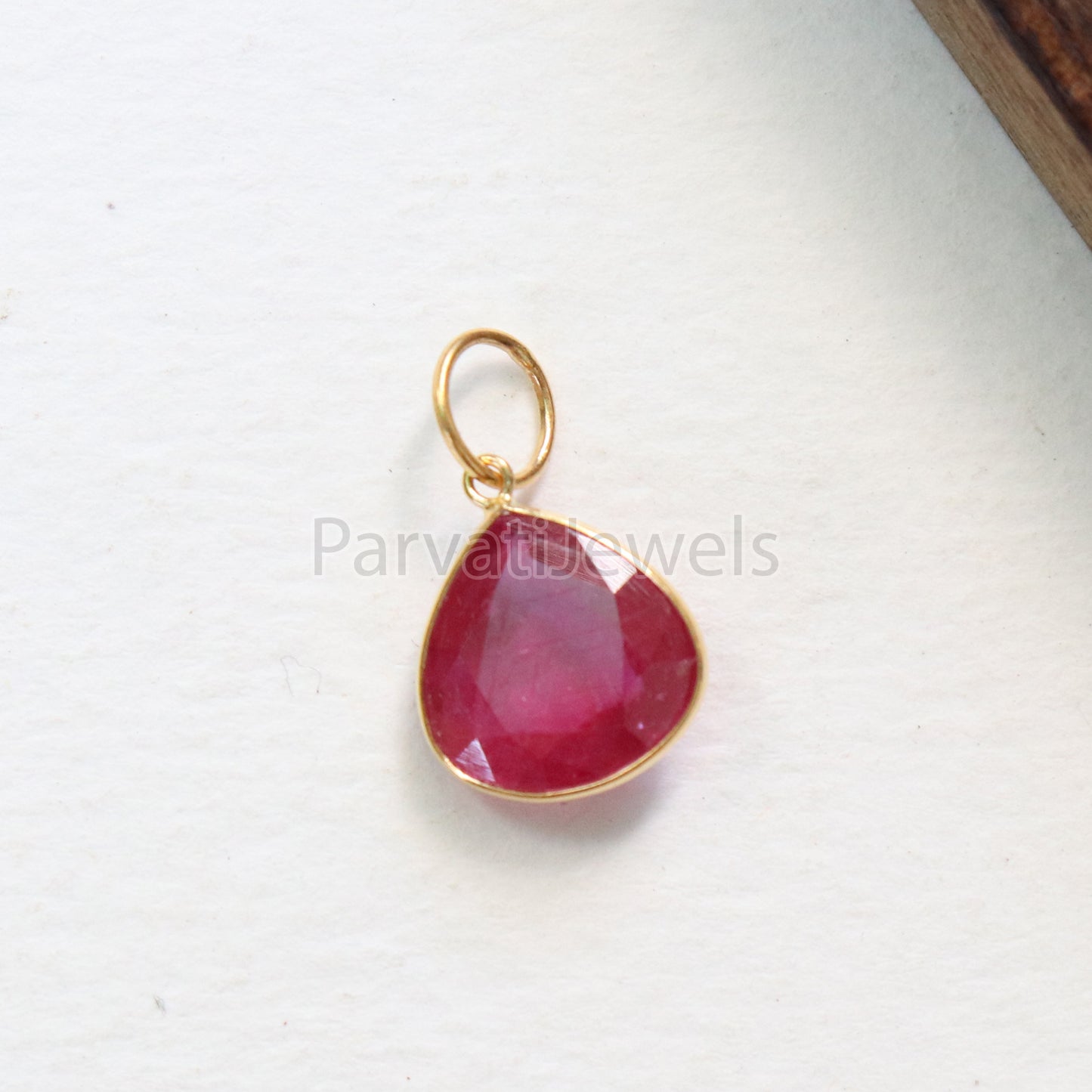 Ruby Charm, 18k Solid Gold Charm, Handmade Gold Charm, Charm Pendant, Charms Necklace, Ruby Charms, Minimalist Pendant, Natural Ruby Charms