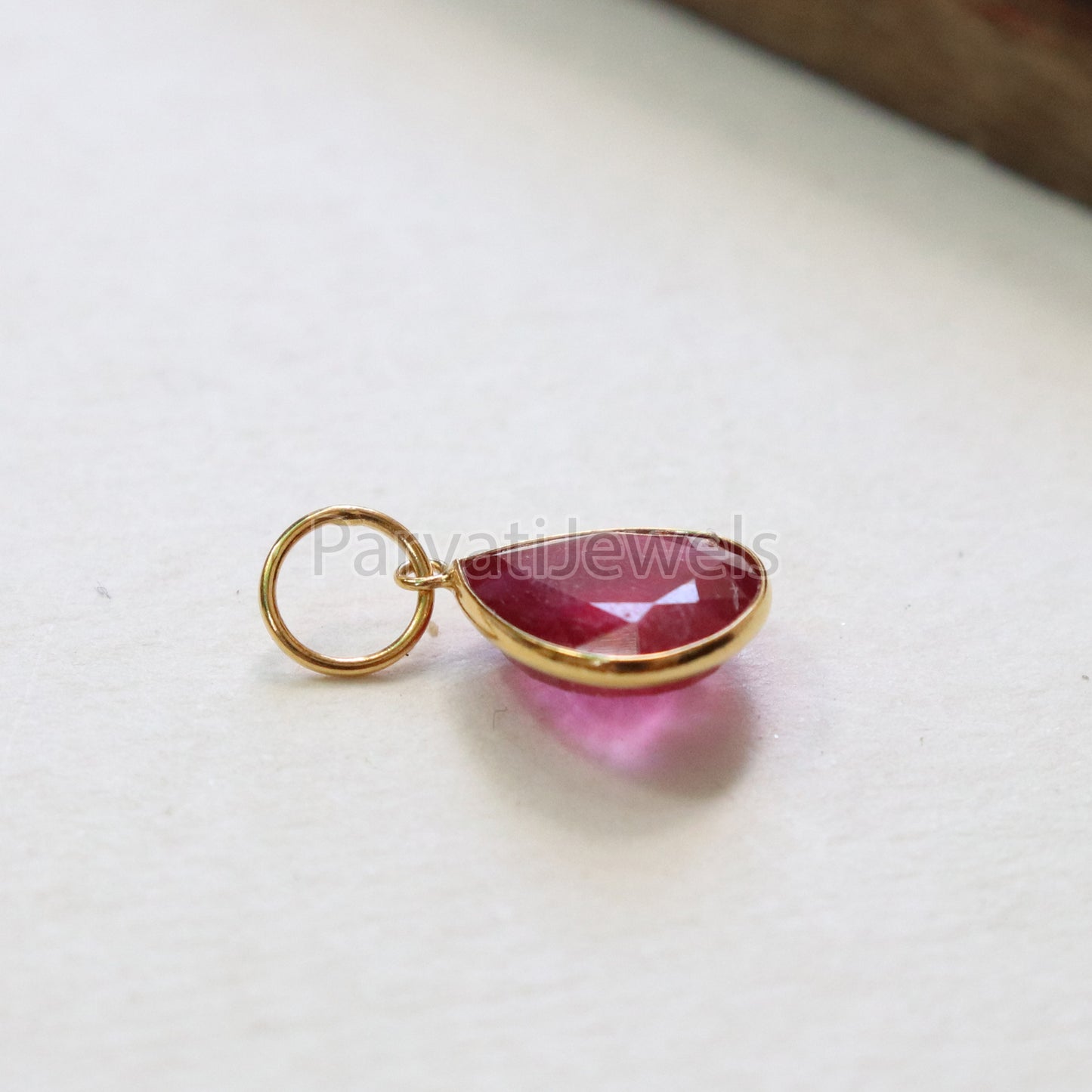 Ruby Charm, 18k Solid Gold Charm, Handmade Gold Charm, Charm Pendant, Charms Necklace, Ruby Charms, Minimalist Pendant, Natural Ruby Charms