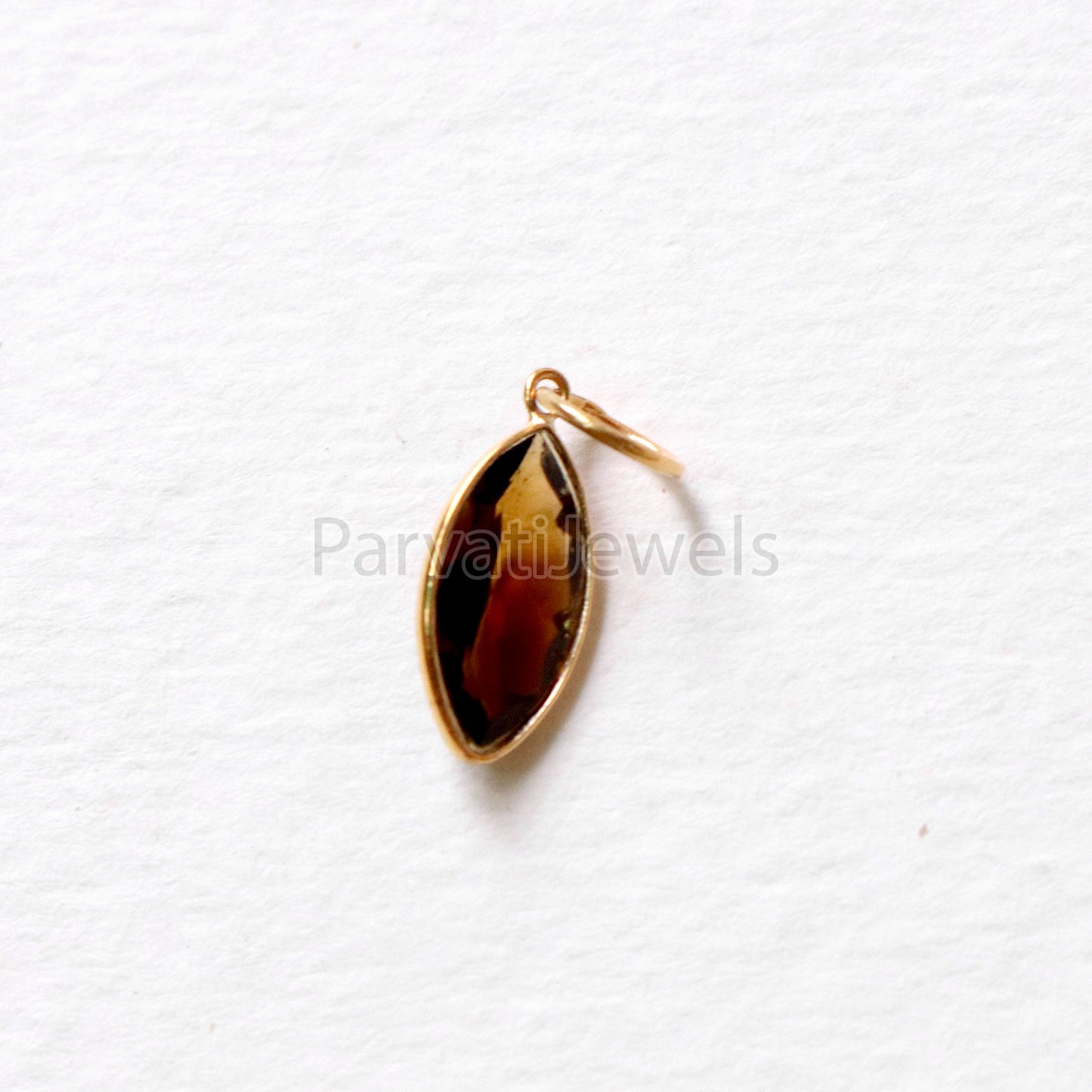 Brown Tourmaline Charm, 18k Solid Gold Charm, Smoky BrownTourmaline Charm, Gold Charm, Faceted Tourmaline Charm , Handmade Gold Charm