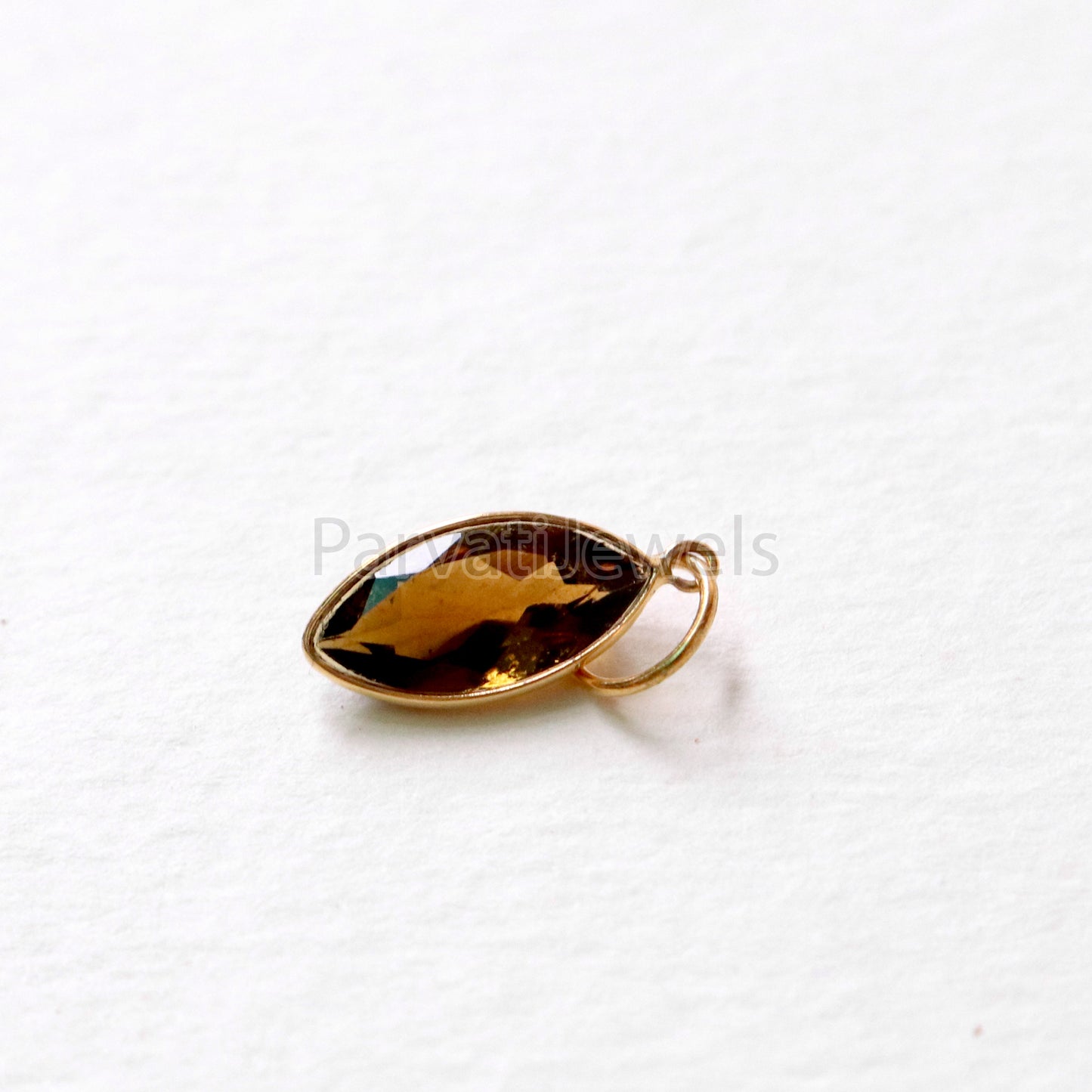 Brown Tourmaline Charm, 18k Solid Gold Charm, Smoky BrownTourmaline Charm, Gold Charm, Faceted Tourmaline Charm , Handmade Gold Charm