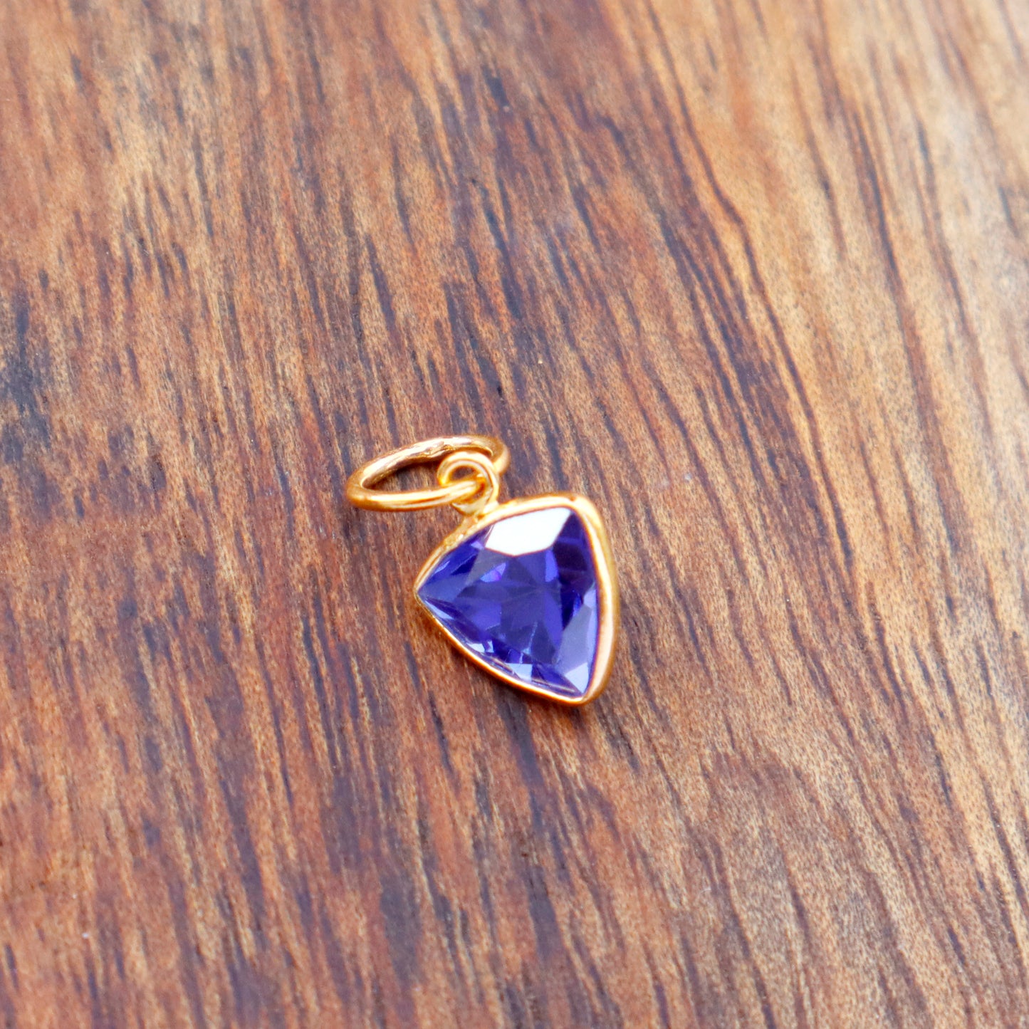 Lab Grown Tanzanite Charm, 18k Solid Gold Charm, Handmade Gold Charm, Tanzanite Dainty Charm, Minimalist Pendant, Tanzanite Charm