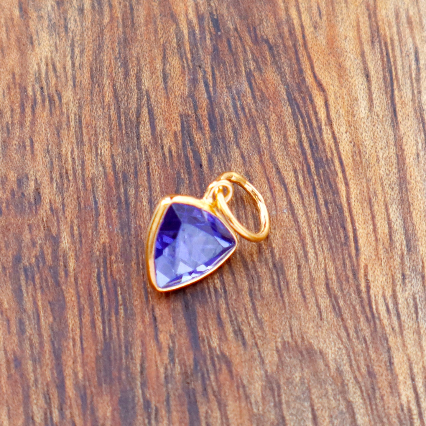 Lab Grown Tanzanite Charm, 18k Solid Gold Charm, Handmade Gold Charm, Tanzanite Dainty Charm, Minimalist Pendant, Tanzanite Charm