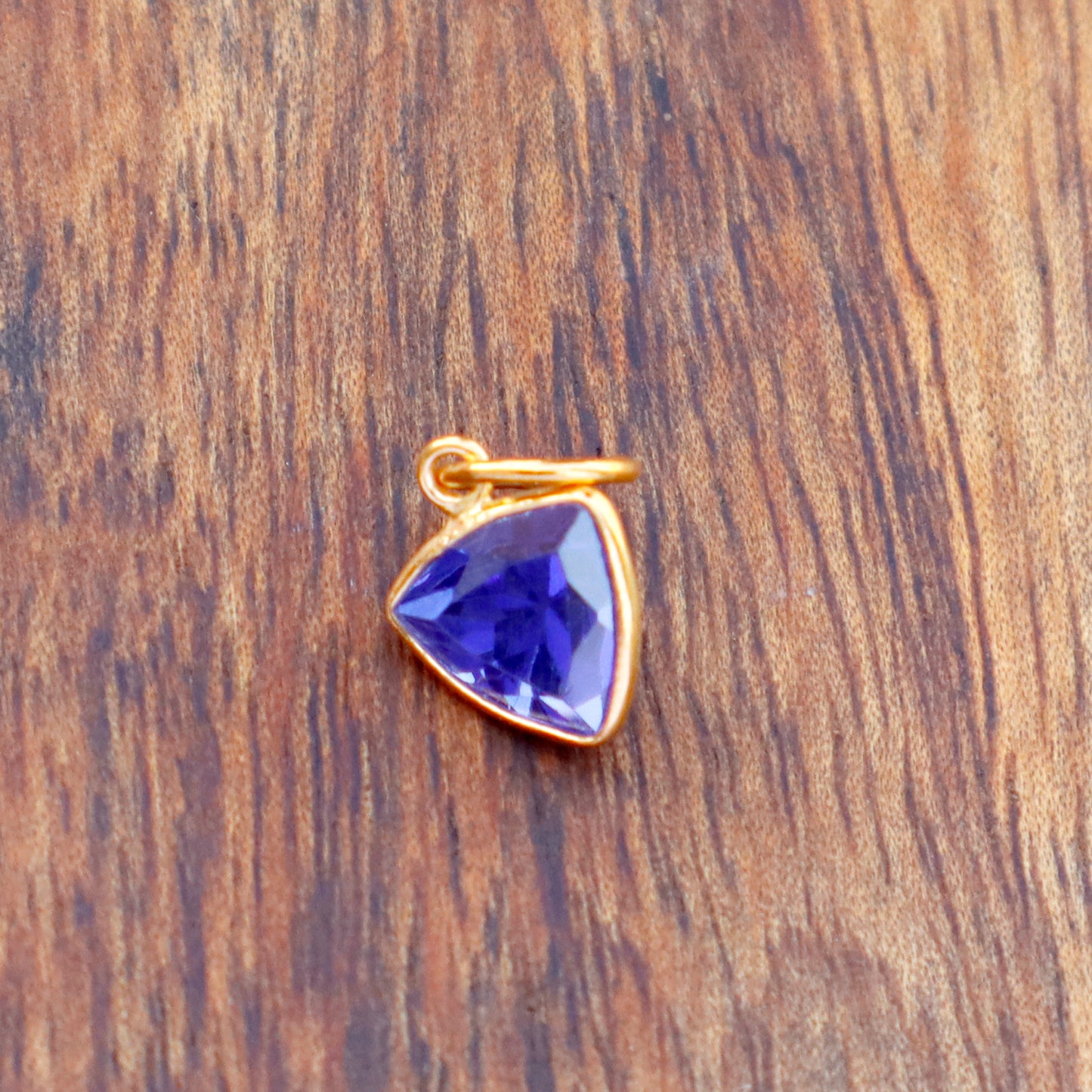 Lab Grown Tanzanite Charm, 18k Solid Gold Charm, Handmade Gold Charm, Tanzanite Dainty Charm, Minimalist Pendant, Tanzanite Charm