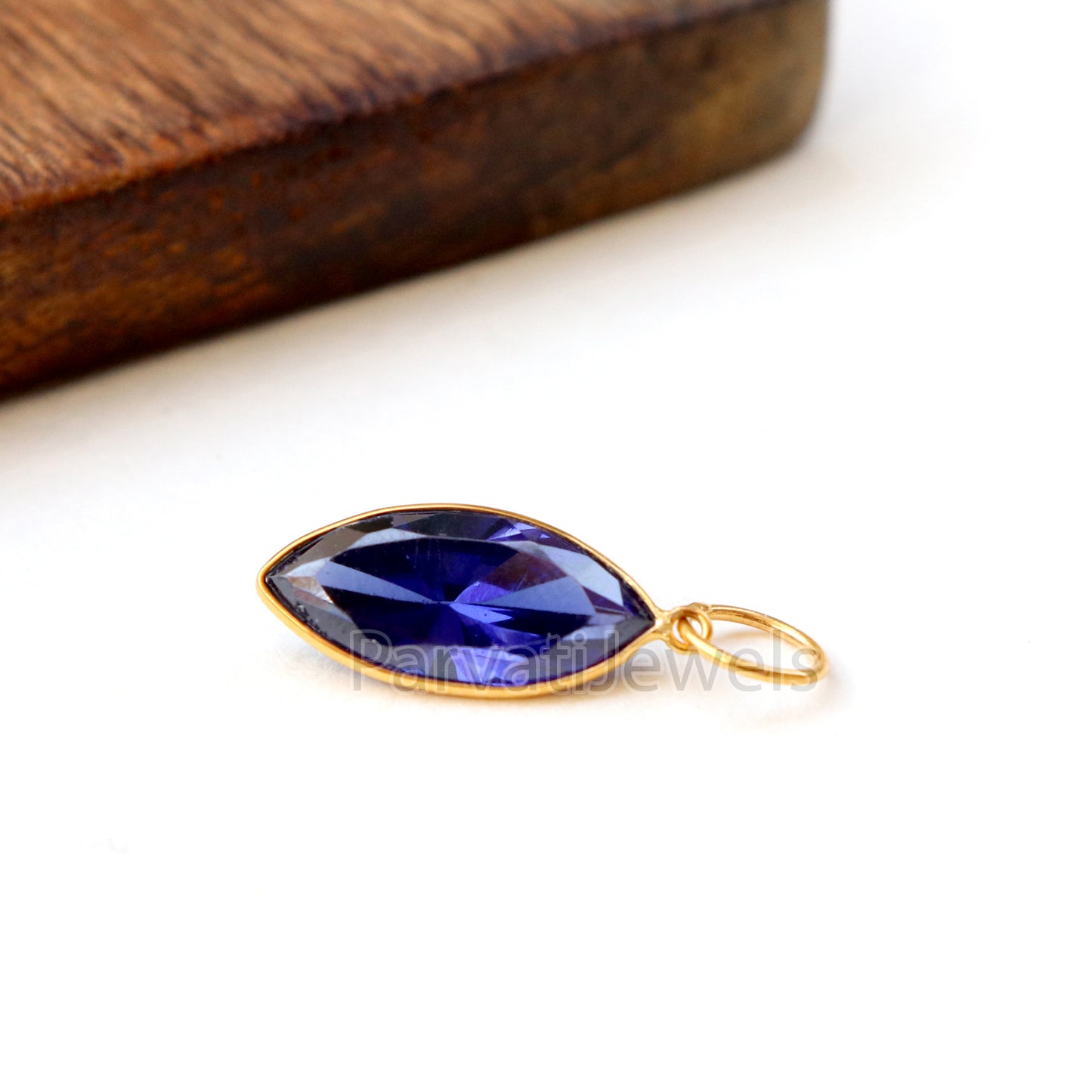 Lab Grown Tanzanite Charm, 18k Solid Gold Charm, Handmade Gold Charm, Tanzanite Dainty Charm, Minimalist Pendant, Tanzanite Charm