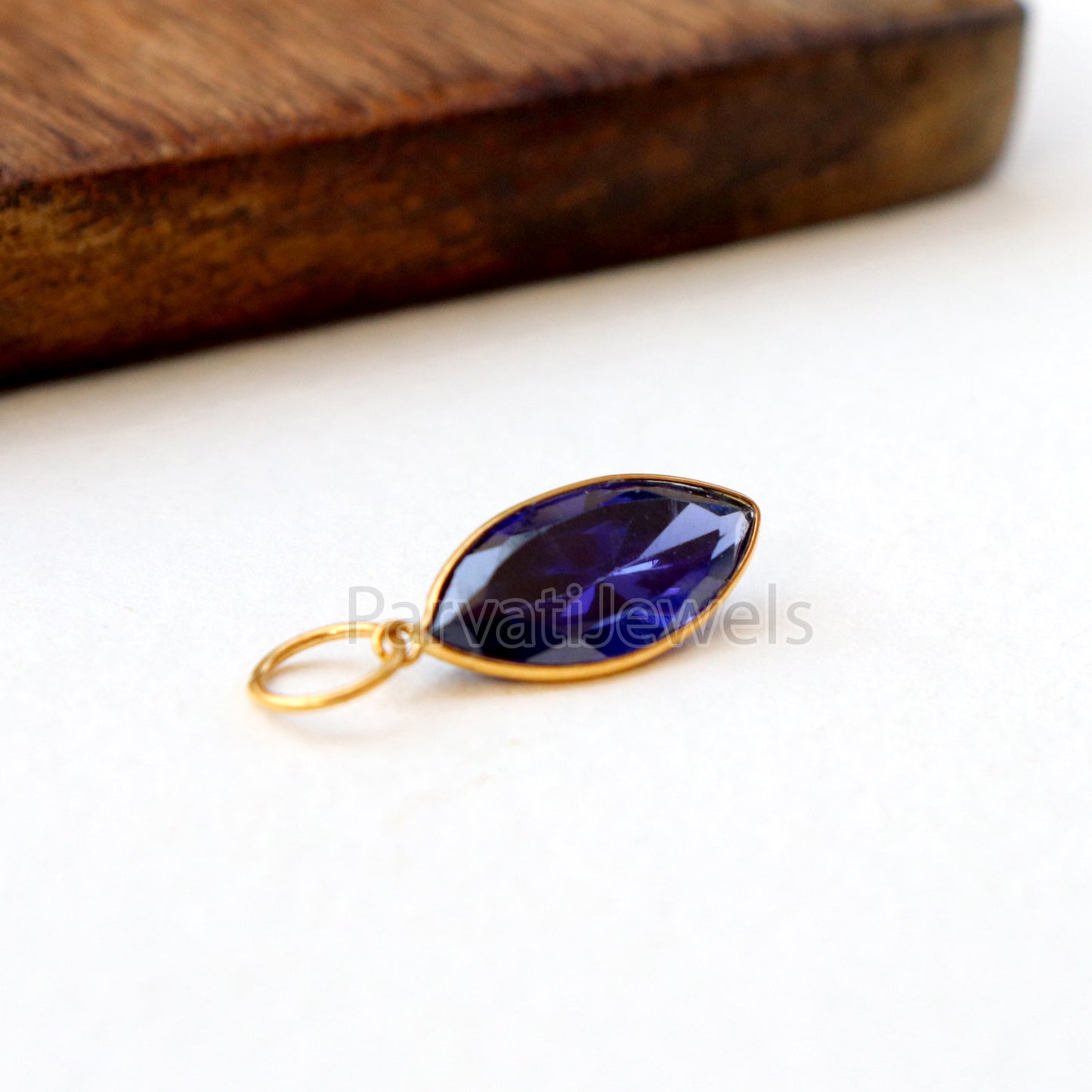 Lab Grown Tanzanite Charm, 18k Solid Gold Charm, Handmade Gold Charm, Tanzanite Dainty Charm, Minimalist Pendant, Tanzanite Charm
