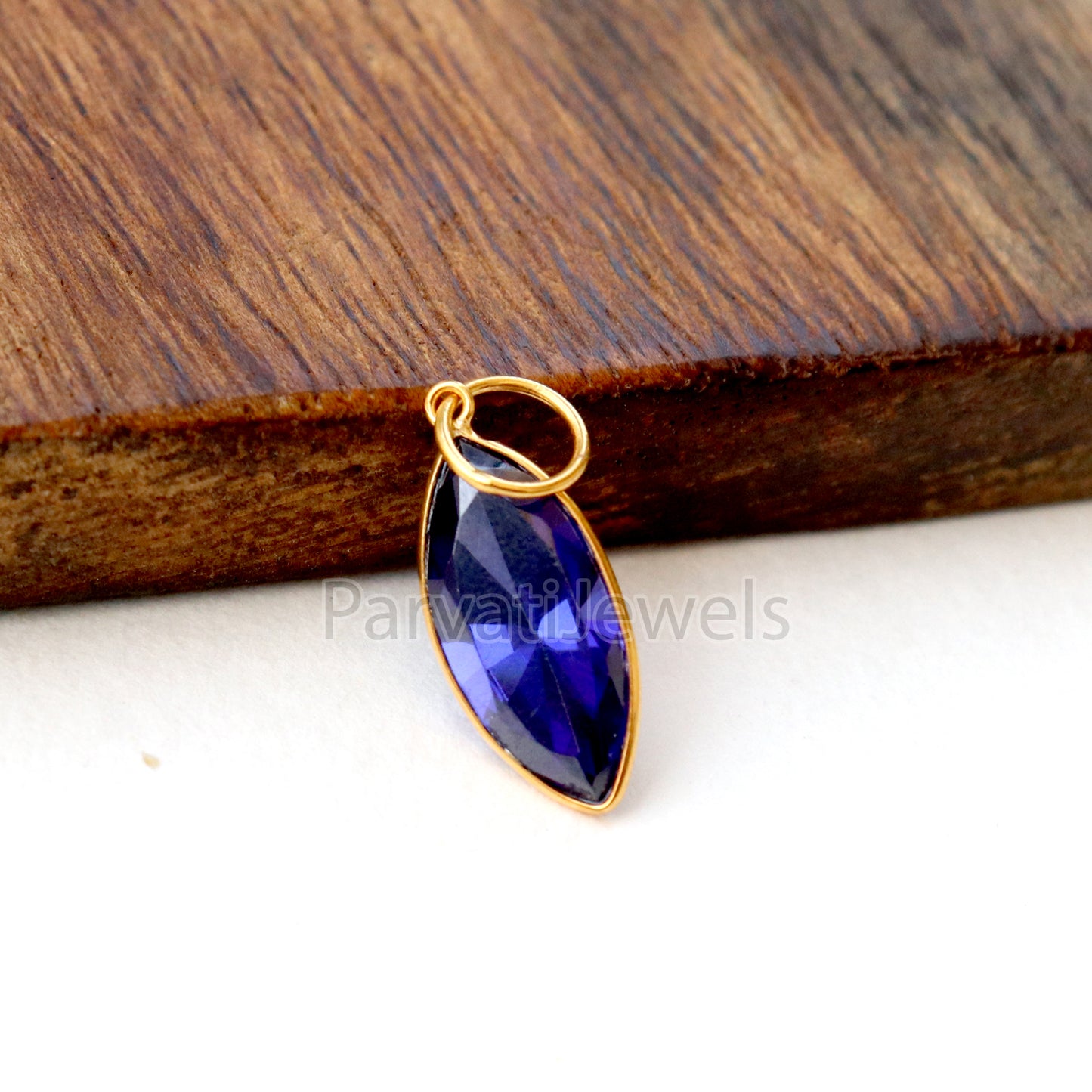 Lab Grown Tanzanite Charm, 18k Solid Gold Charm, Handmade Gold Charm, Tanzanite Dainty Charm, Minimalist Pendant, Tanzanite Charm