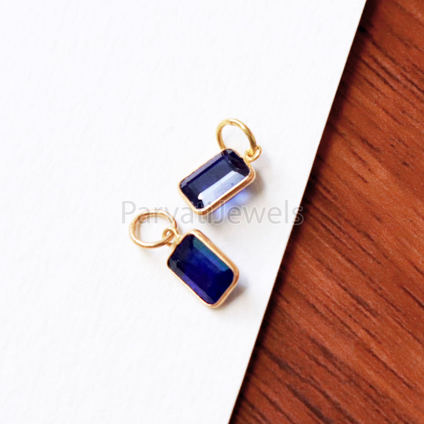 Lab Grown Tanzanite Charm, 18k Solid Gold Charm, Handmade Gold Charm, Tanzanite Dainty Charm, Minimalist Pendant, Tanzanite Charm