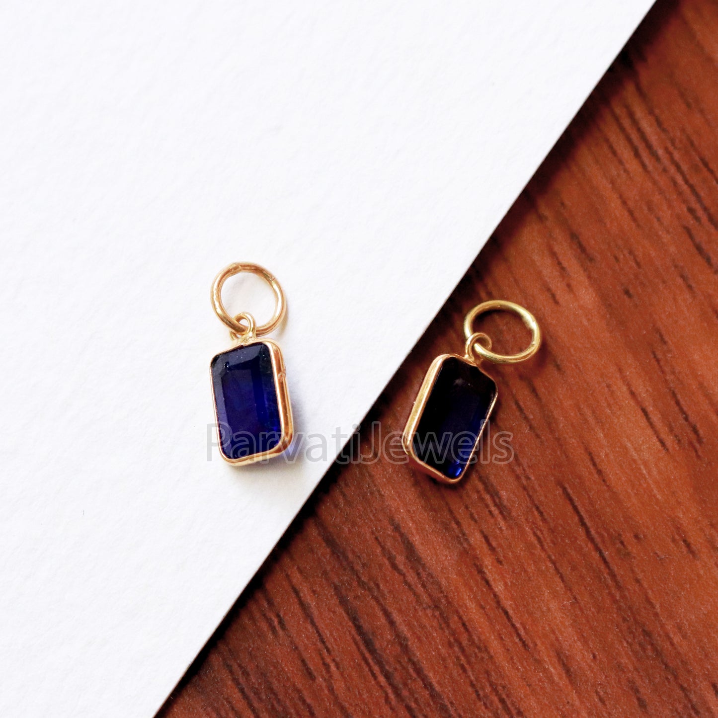 Lab Grown Tanzanite Charm, 18k Solid Gold Charm, Handmade Gold Charm, Tanzanite Dainty Charm, Minimalist Pendant, Tanzanite Charm
