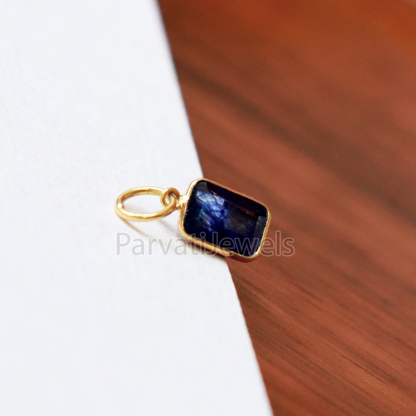 Lab Grown Tanzanite Charm, 18k Solid Gold Charm, Handmade Gold Charm, Tanzanite Dainty Charm, Minimalist Pendant, Tanzanite Charm