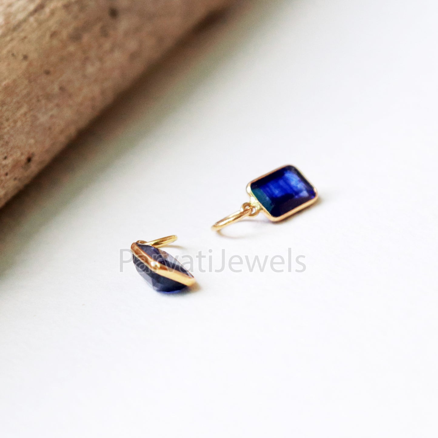 Lab Grown Tanzanite Charm, 18k Solid Gold Charm, Handmade Gold Charm, Tanzanite Dainty Charm, Minimalist Pendant, Tanzanite Charm