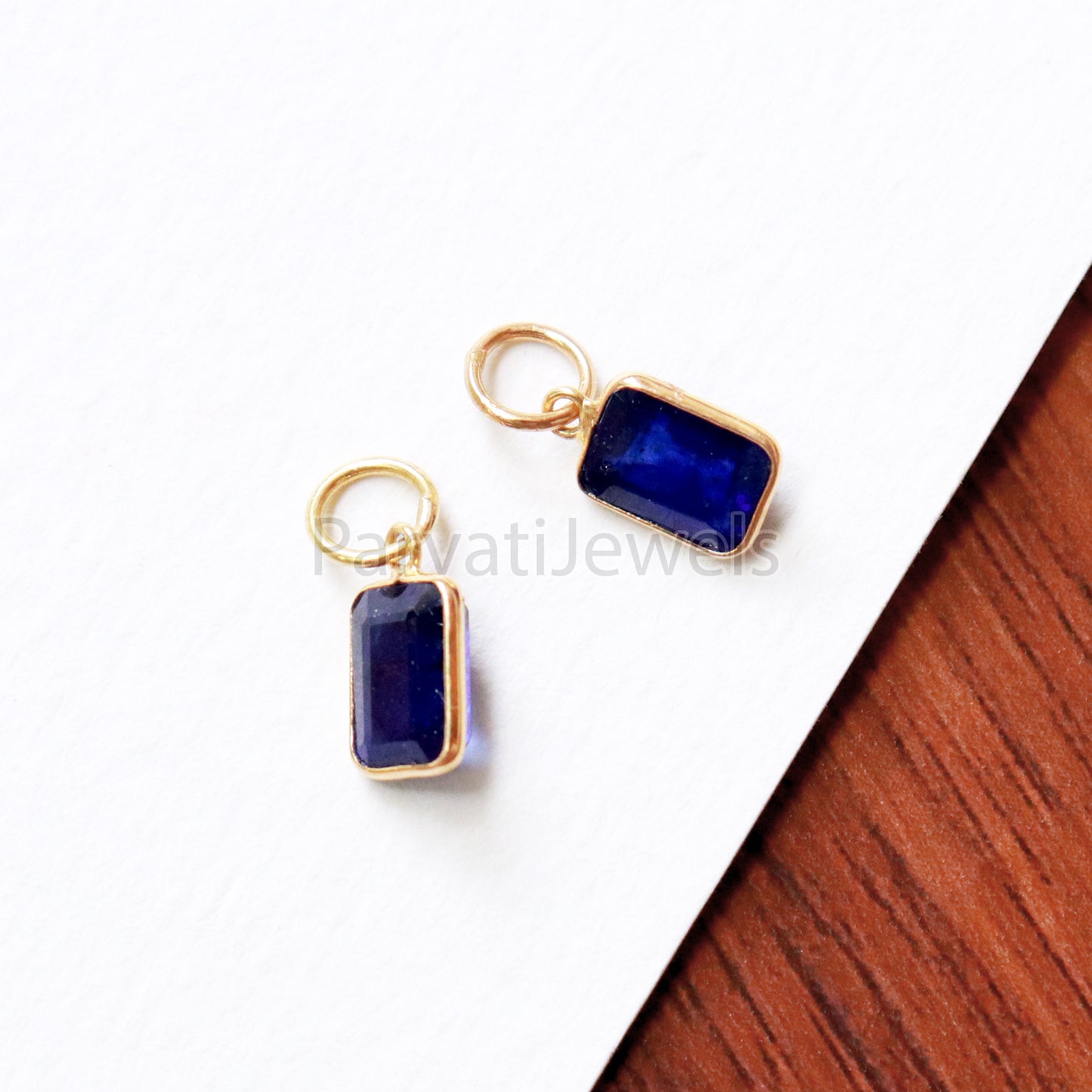 Lab Grown Tanzanite Charm, 18k Solid Gold Charm, Handmade Gold Charm, Tanzanite Dainty Charm, Minimalist Pendant, Tanzanite Charm