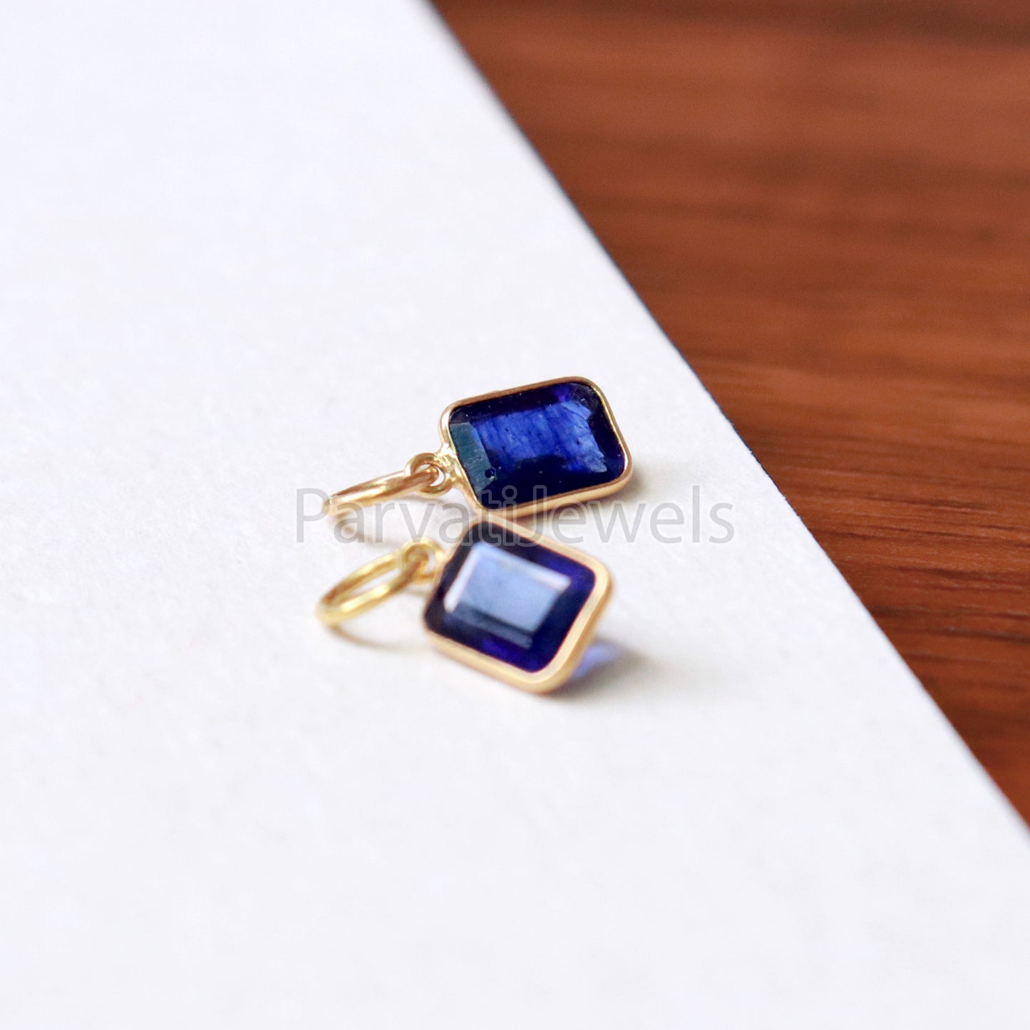 Lab Grown Tanzanite Charm, 18k Solid Gold Charm, Handmade Gold Charm, Tanzanite Dainty Charm, Minimalist Pendant, Tanzanite Charm
